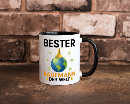 Welt Bester Kaufmann Kaufmänner Tasse Weiß - Schwarz - Kaffeetasse / Geschenk / Familie