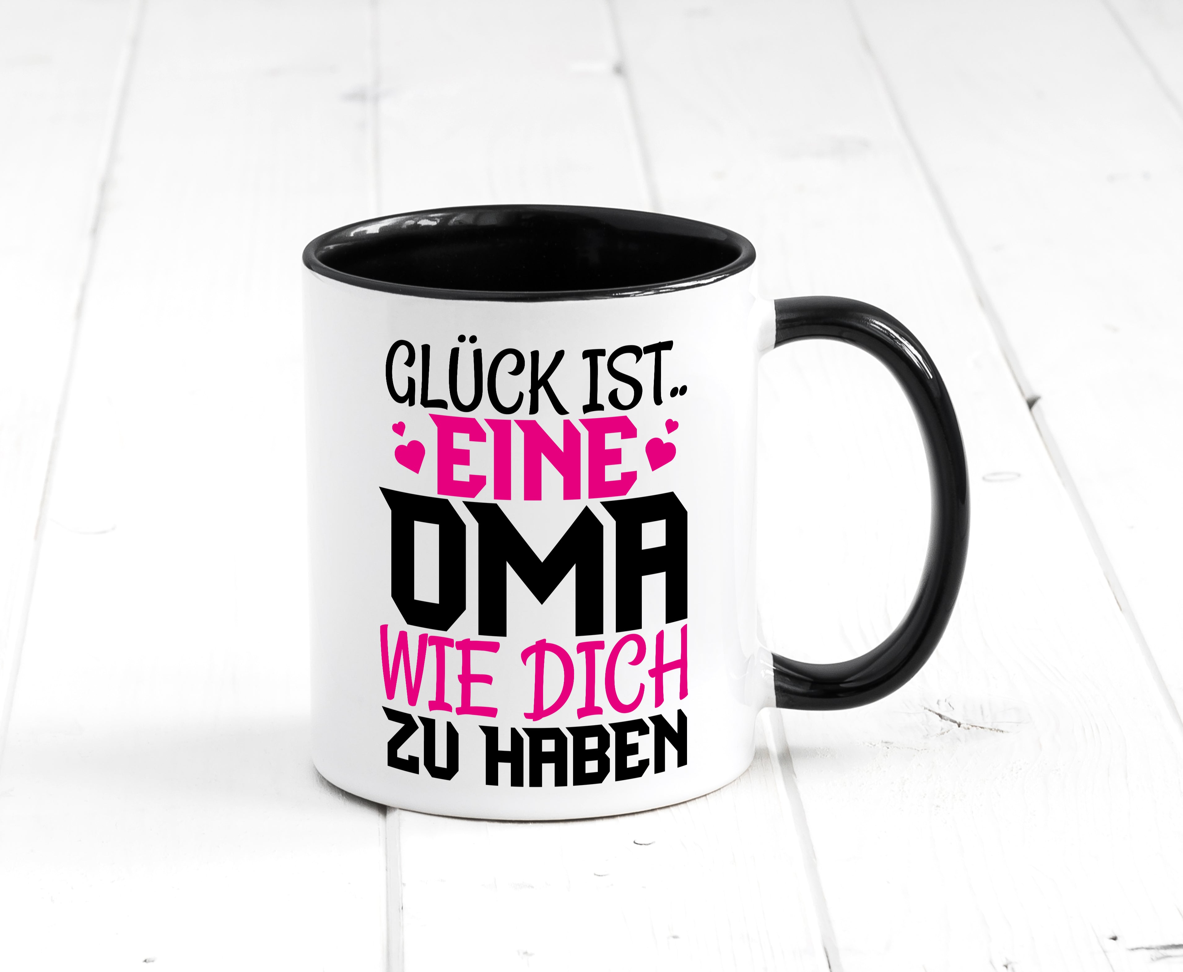 Glücklich dich zu haben Oma Tasse Weiß - Schwarz - Kaffeetasse / Geschenk / Familie