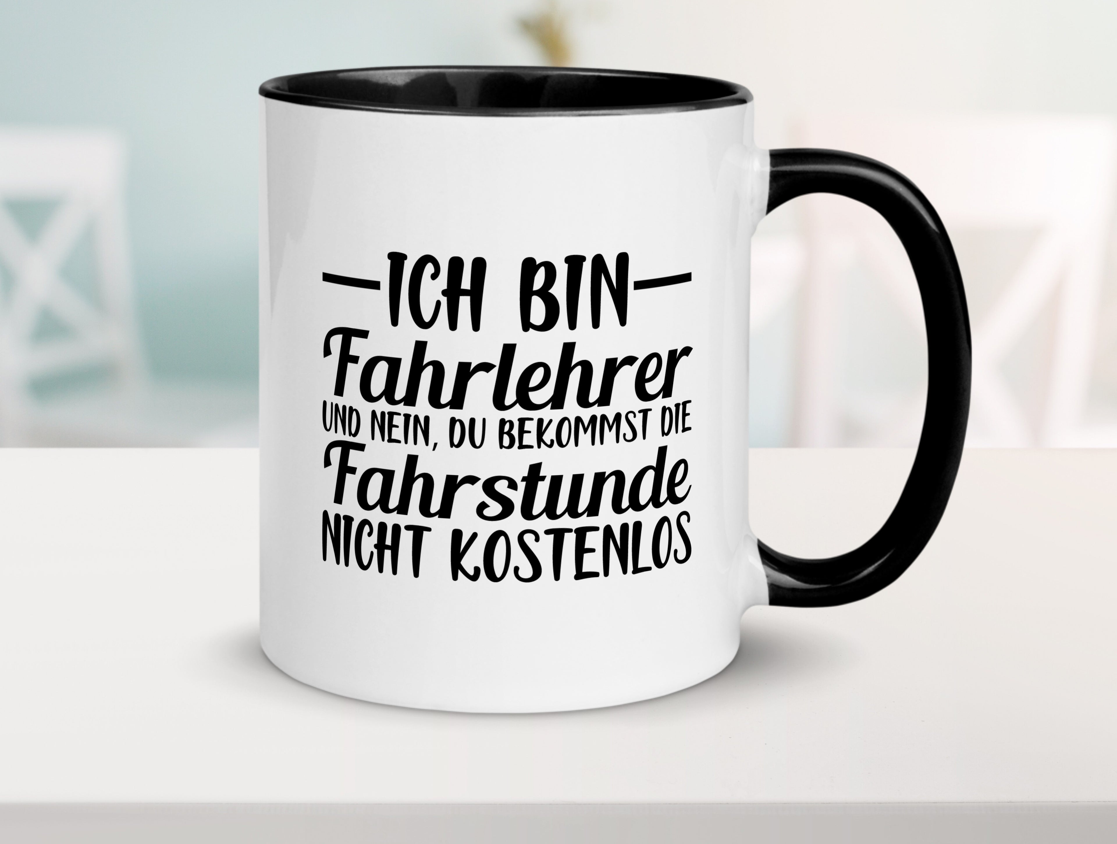 Fahrstunde | Fahrlehrer Tasse | fahren | Fahrschüler Tasse Weiß - Schwarz - Kaffeetasse / Geschenk / Familie