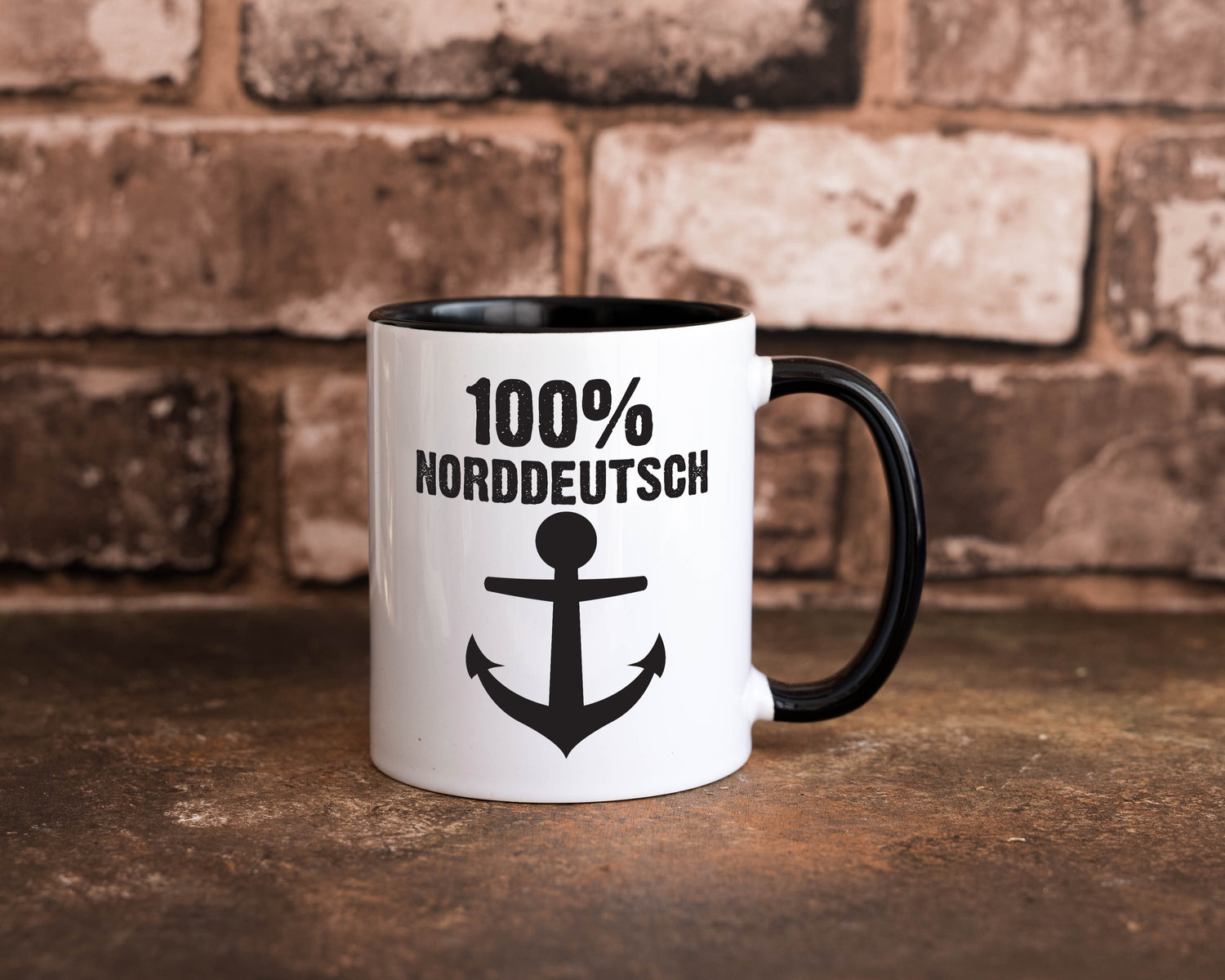 100% Norddeutsch | Norddeutscher Tasse | Nordlicht Tasse Weiß - Schwarz - Kaffeetasse / Geschenk / Familie