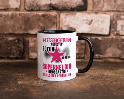 Bedeutung von Musikerin | Musik | Musikantin Tasse Weiß - Schwarz - Kaffeetasse / Geschenk / Familie