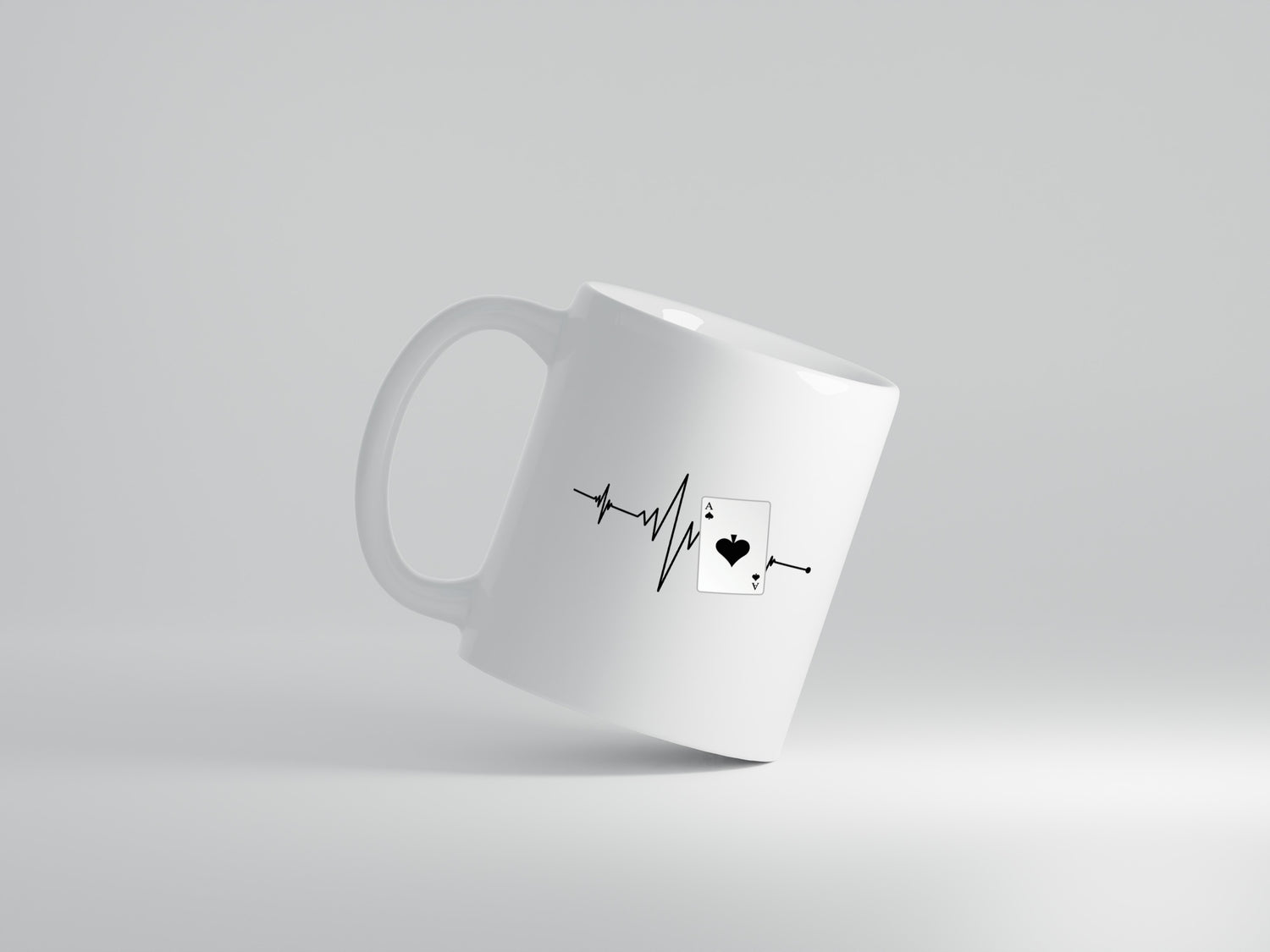 Karten Herzschlag | Poker Karte | Pik Ass | Spieler - Tasse Weiß - Kaffeetasse / Geschenk / Familie