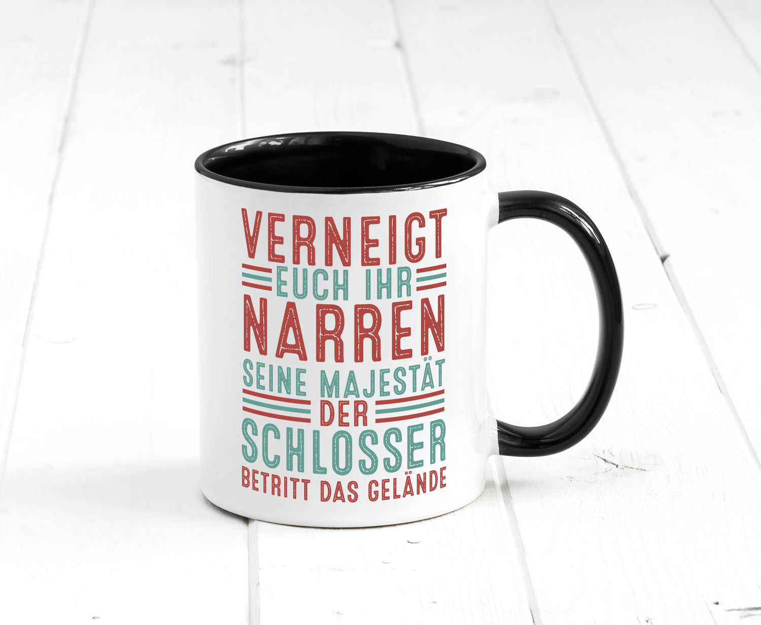 Verneigt euch: Schlosser | Beruf Schlosserei Tasse Weiß - Schwarz - Kaffeetasse / Geschenk / Familie