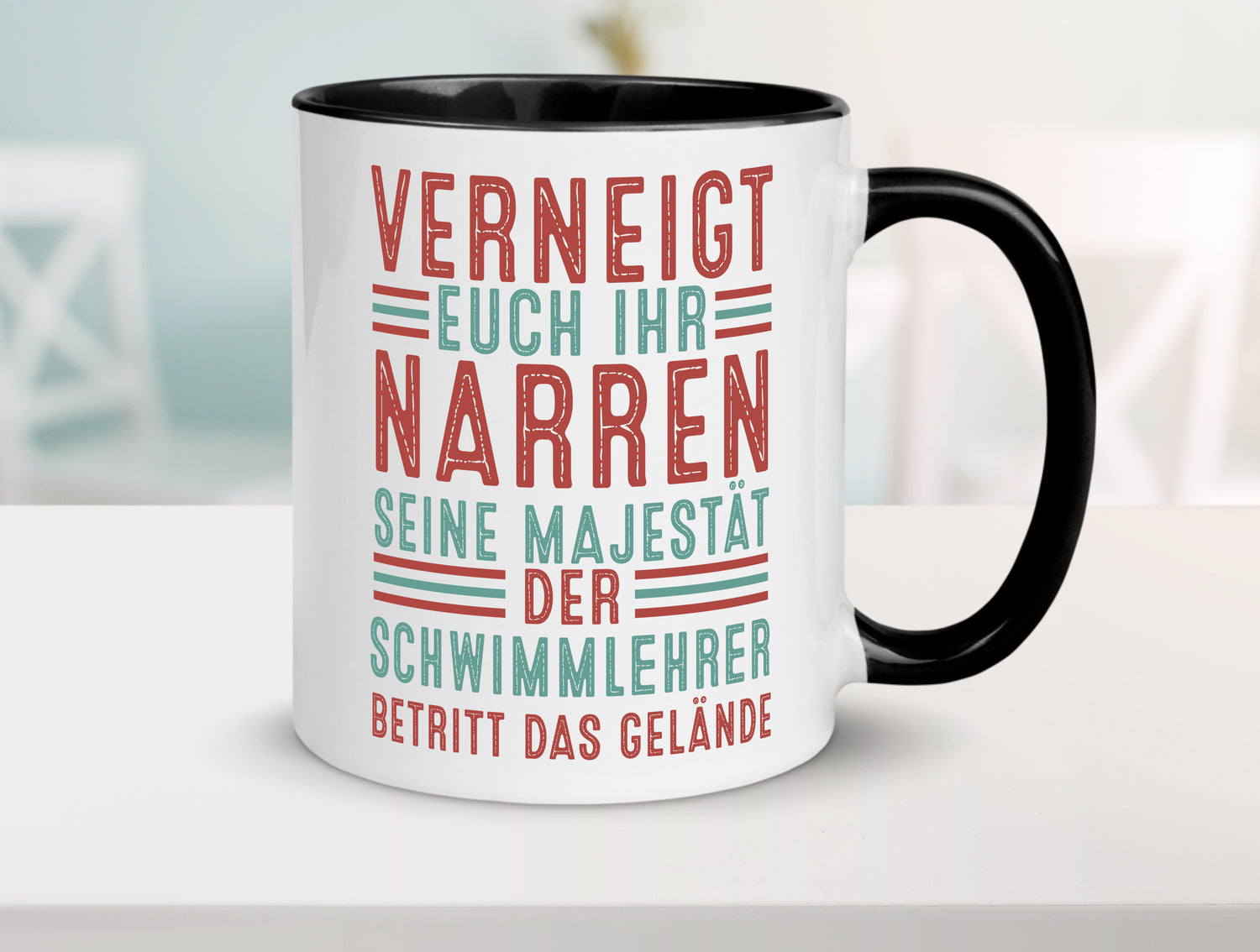 Verneigt euch: Schwimmlehrer | Lehrer | schwimmen Tasse Weiß - Schwarz - Kaffeetasse / Geschenk / Familie