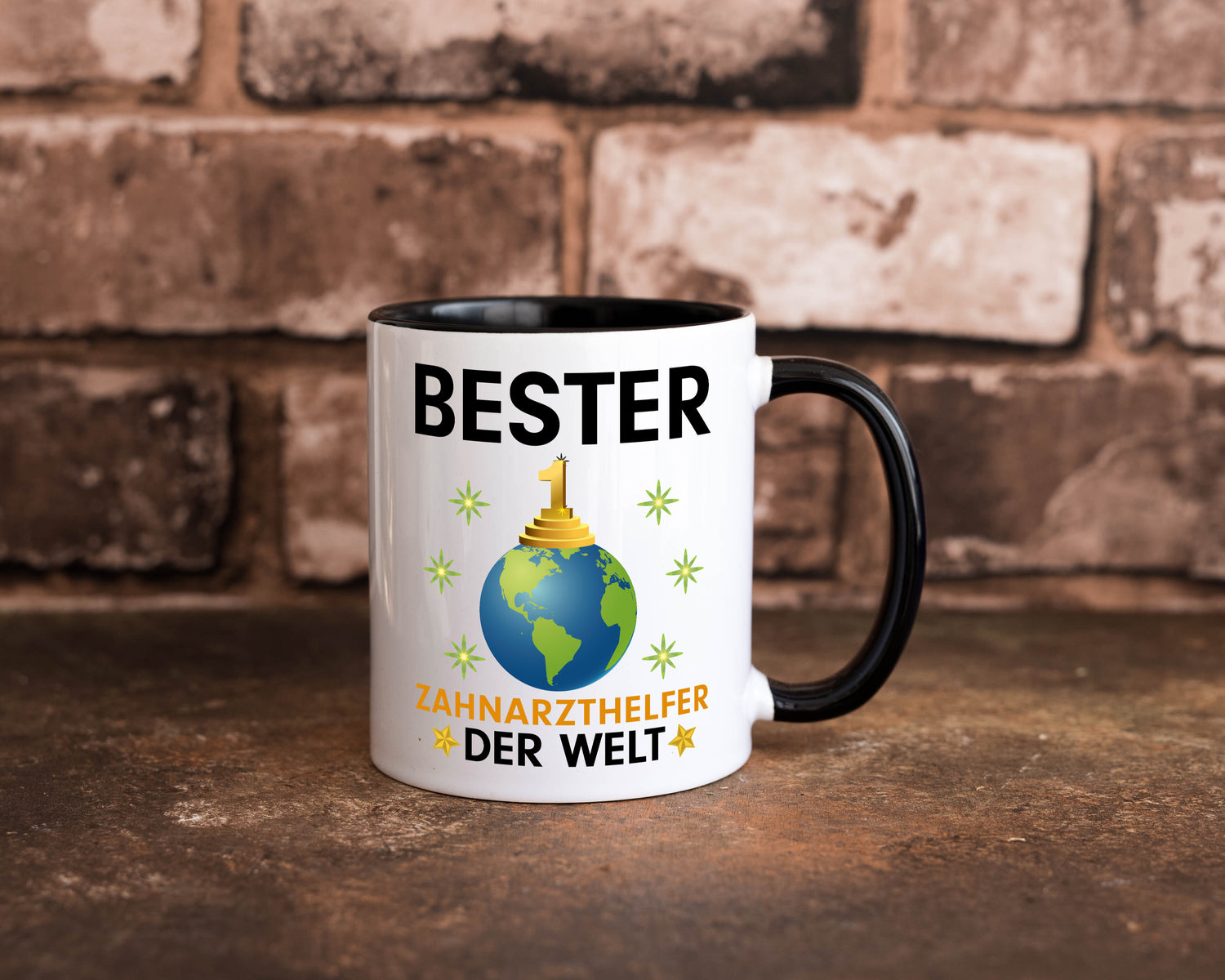 Welt Bester Zahnarzthelfer | Zahnmedizin Tasse Weiß - Schwarz - Kaffeetasse / Geschenk / Familie