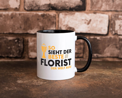 Der Weltbeste Florist | Blumen Verkäufer Tasse Weiß - Schwarz - Kaffeetasse / Geschenk / Familie