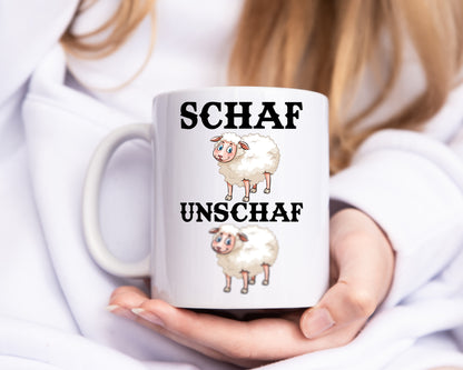 Schaf Unschaf - Tasse Weiß - Kaffeetasse / Geschenk / Familie