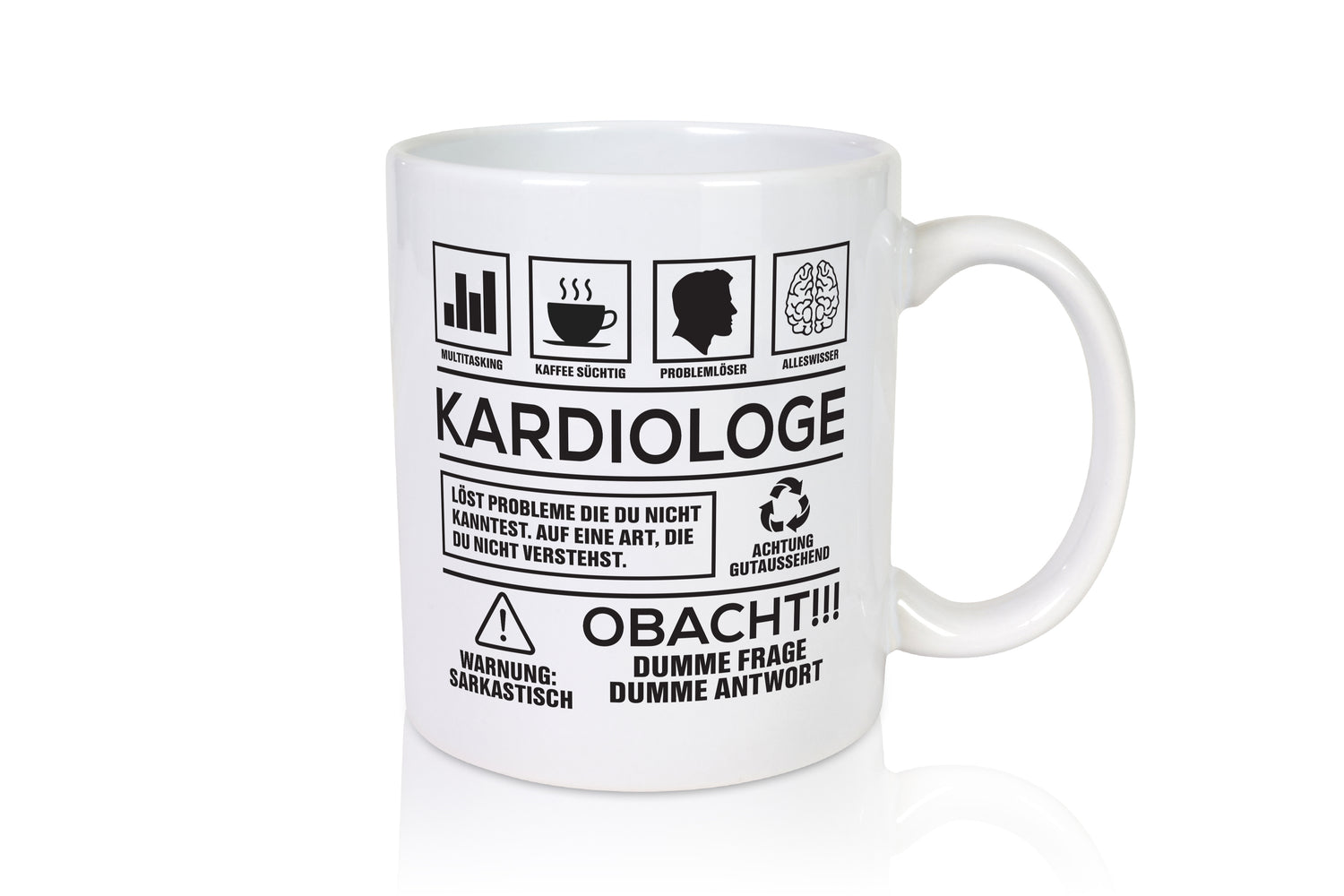 Achtung Probleme Kardiologe | Kardiologie - Tasse Weiß - Kaffeetasse / Geschenk / Familie