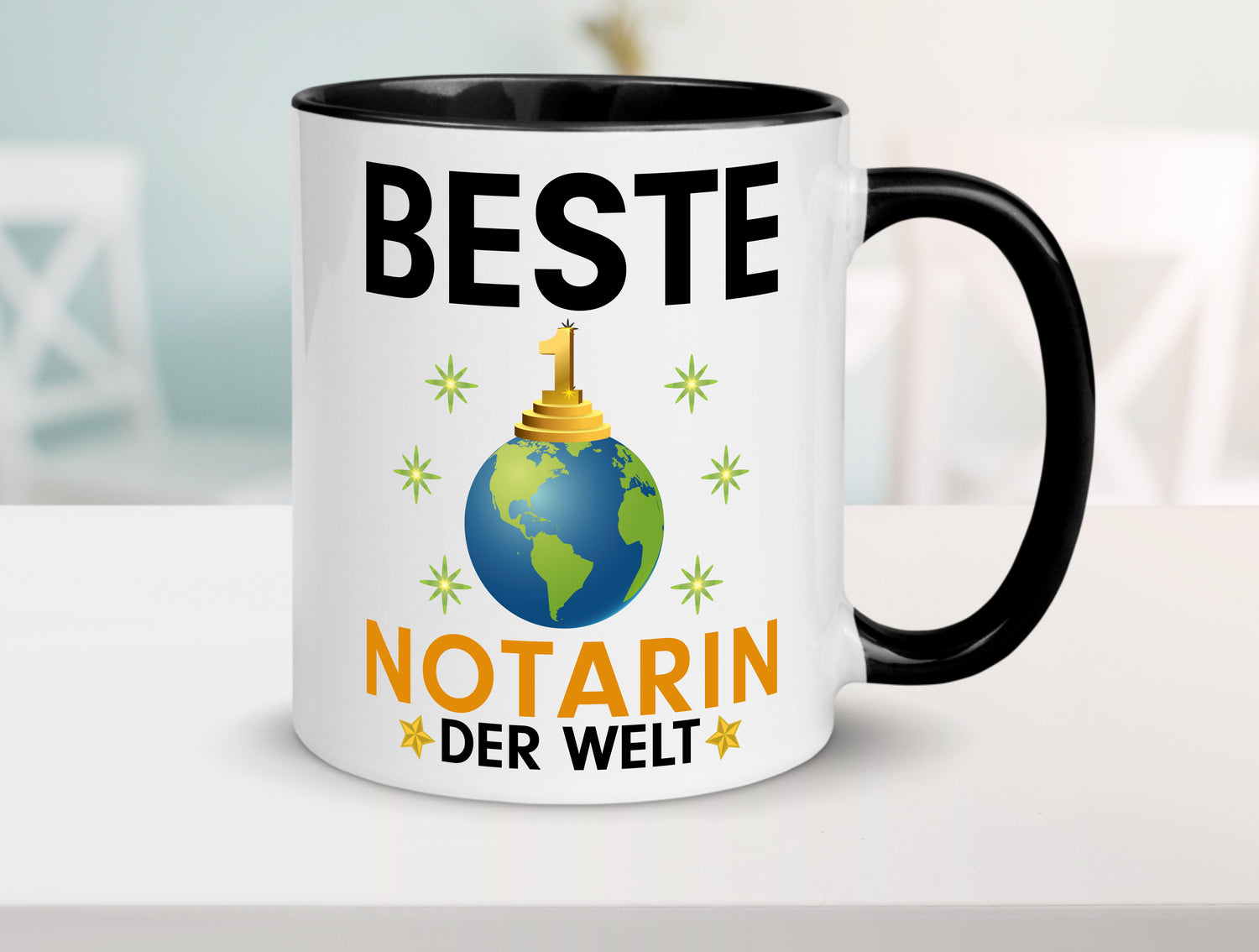 Welt Beste Notarin | Juristin Tasse Weiß - Schwarz - Kaffeetasse / Geschenk / Familie