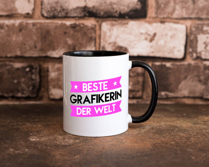 Beste Grafikerin | Grafik Design | Grafikdesign Tasse Weiß - Schwarz - Kaffeetasse / Geschenk / Familie