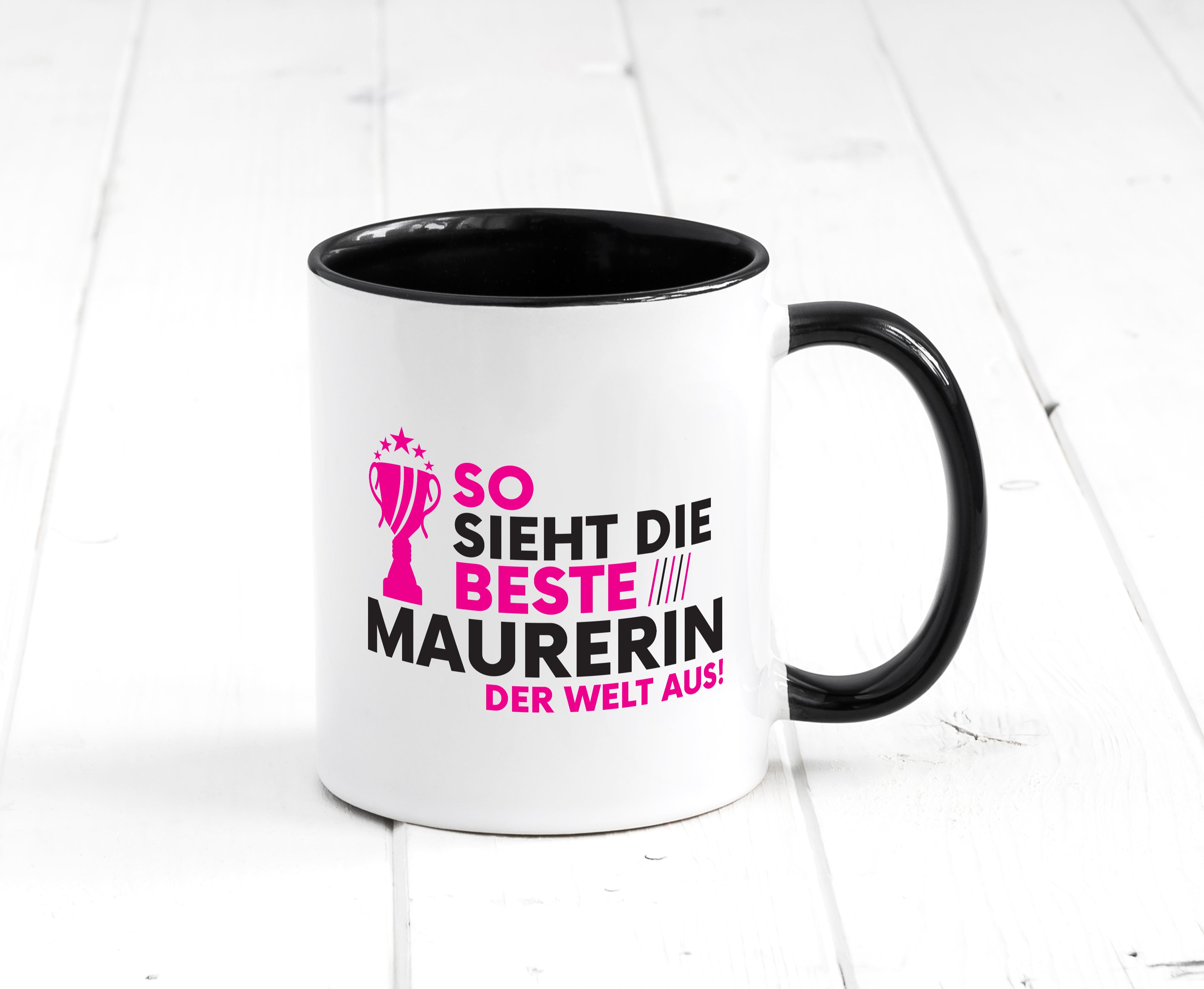 Die Weltbeste Maurerin Tasse Weiß - Schwarz - Kaffeetasse / Geschenk / Familie