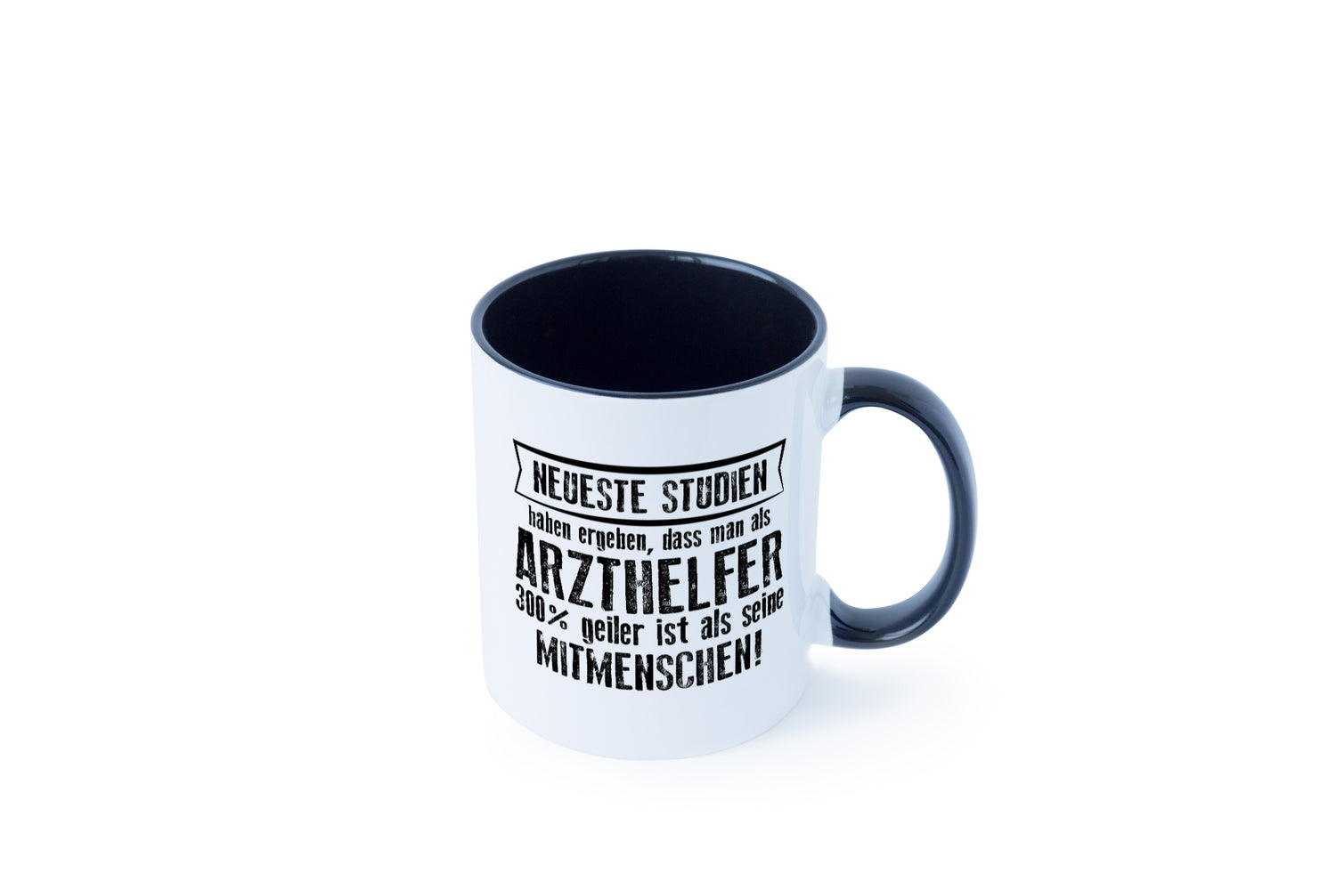 Neuste Studien: Arzthelfer | Fachangestellter Medizin Tasse Weiß - Schwarz - Kaffeetasse / Geschenk / Familie