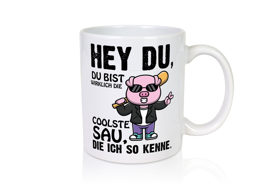 Du bist eine Coole sau - Tasse Weiß - Kaffeetasse / Geschenk / Familie