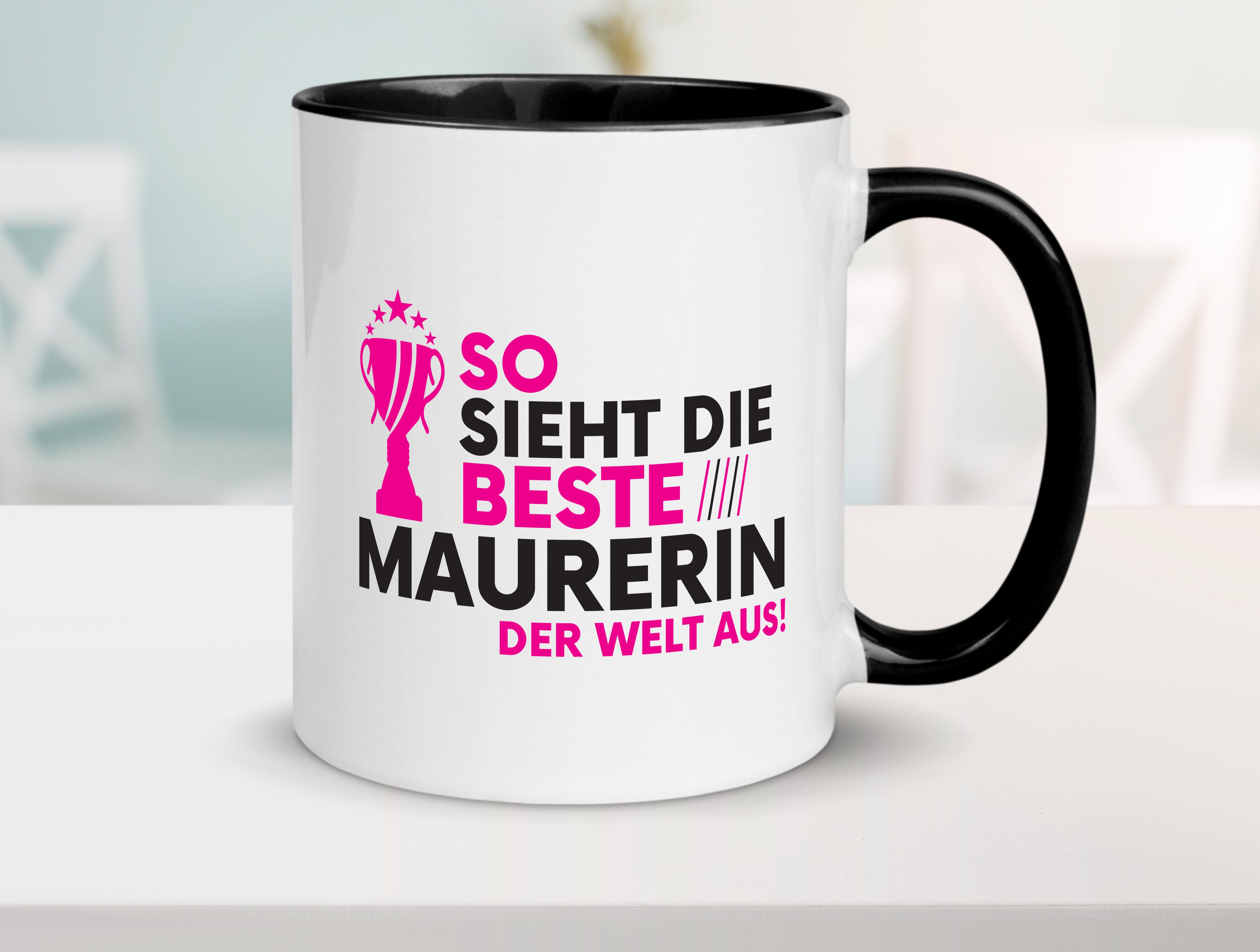 Die Weltbeste Maurerin Tasse Weiß - Schwarz - Kaffeetasse / Geschenk / Familie