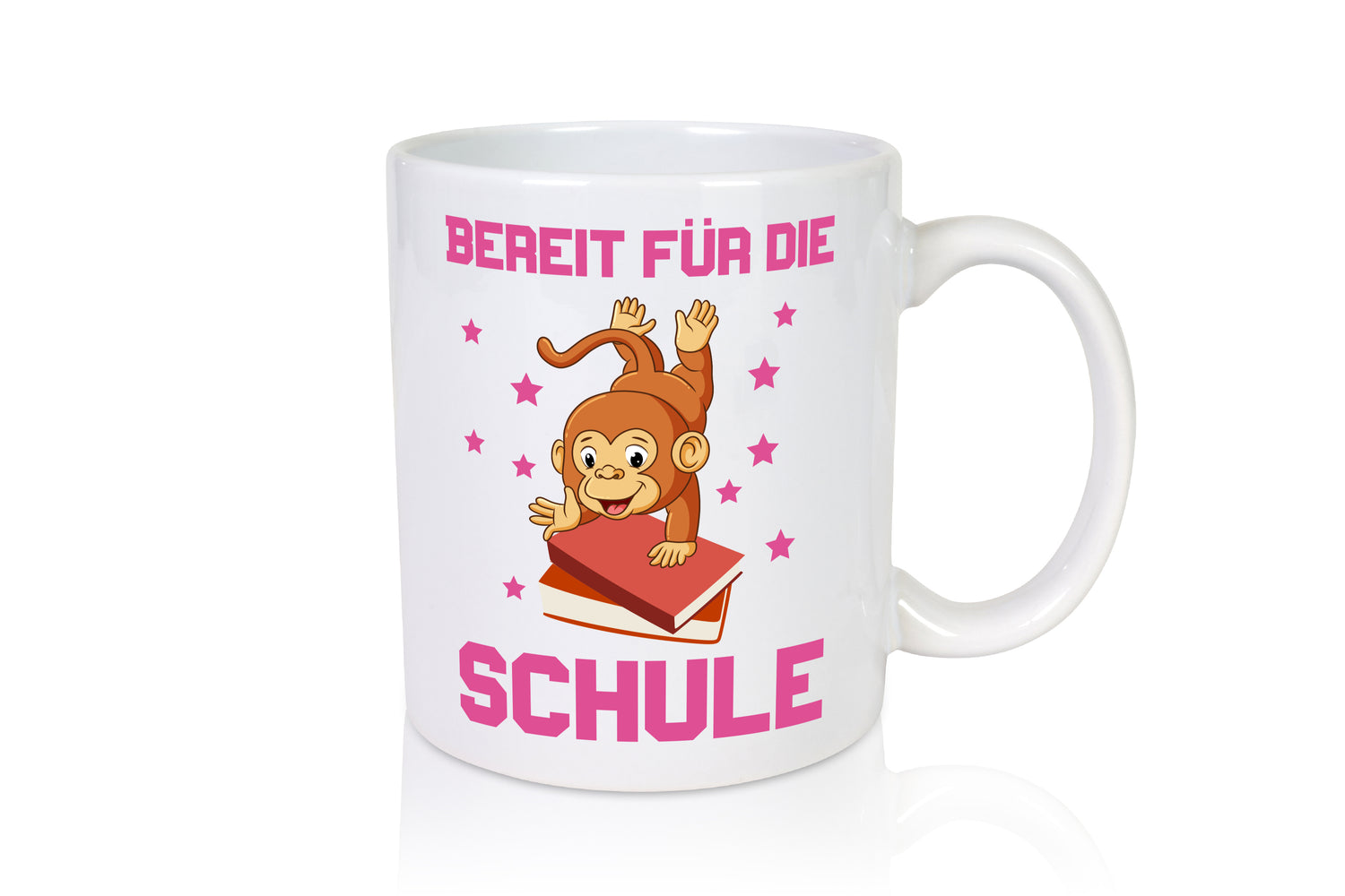 Bereit für die Schule | Einschulung | Sterne | Affe - Tasse Weiß - Kaffeetasse / Geschenk / Familie