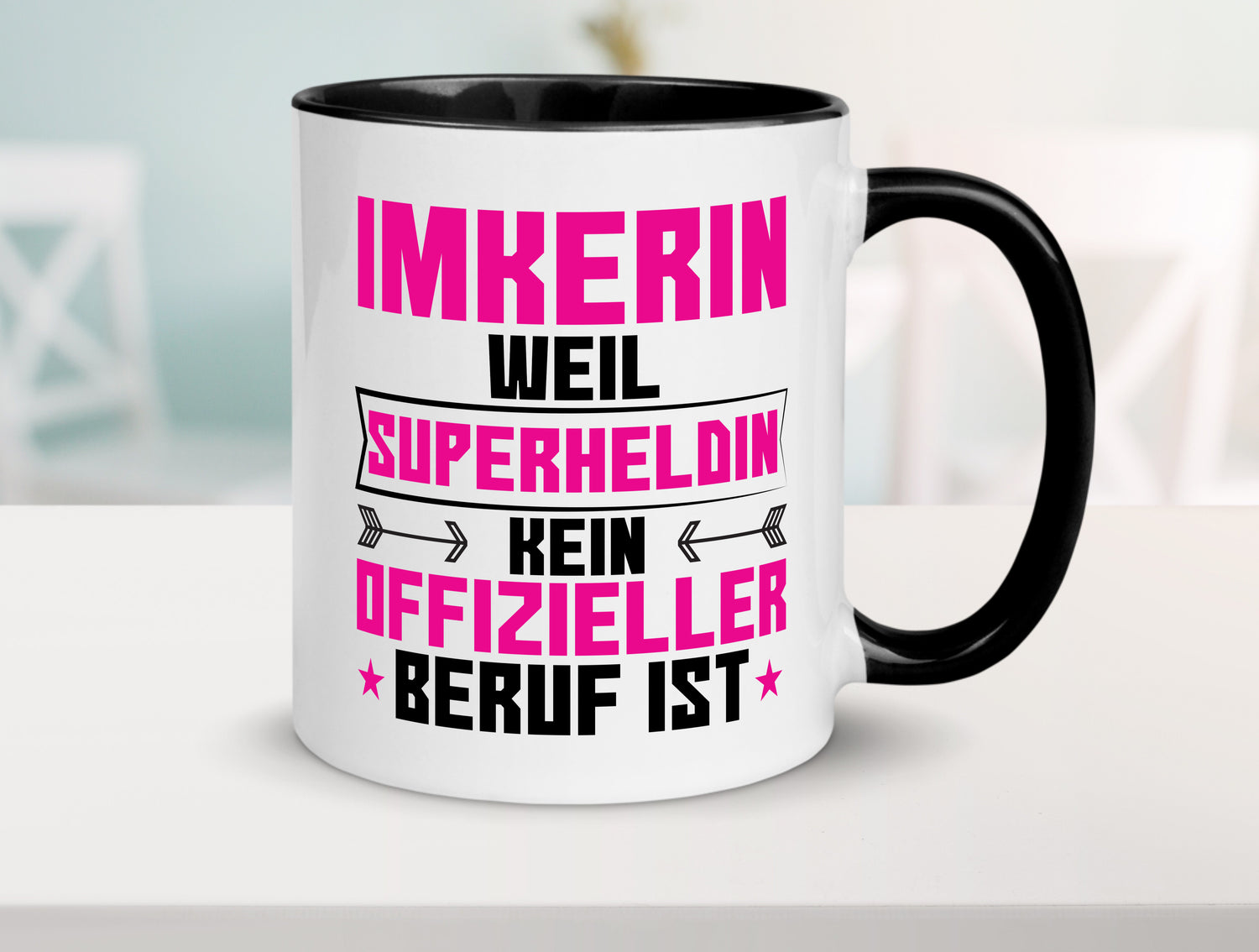 Superheldin Imkerin | Imkerei Tasse Weiß - Schwarz - Kaffeetasse / Geschenk / Familie