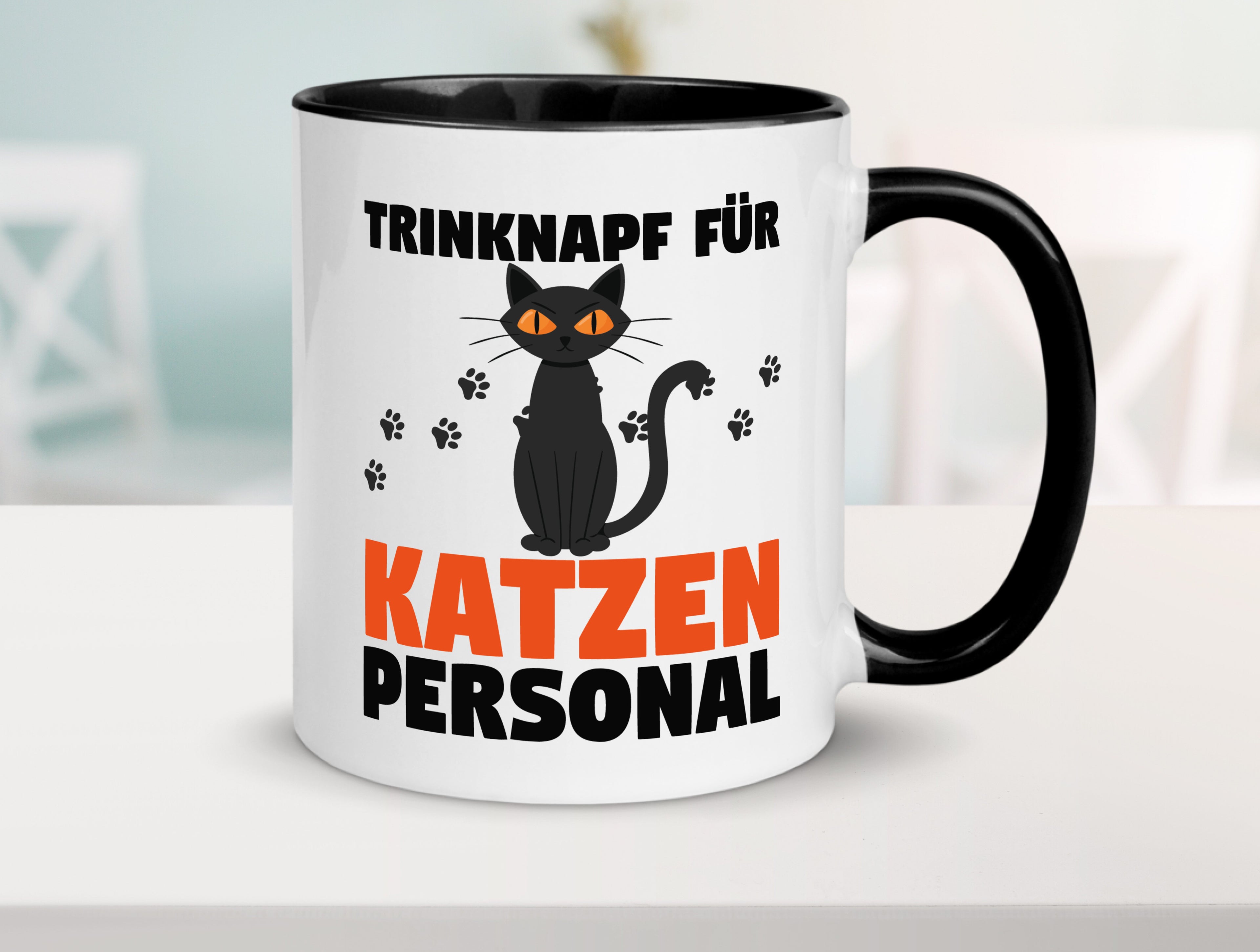 Katzen Personal | Katzenbesitzer Tasse | Katze Humor Tasse Weiß - Schwarz - Kaffeetasse / Geschenk / Familie