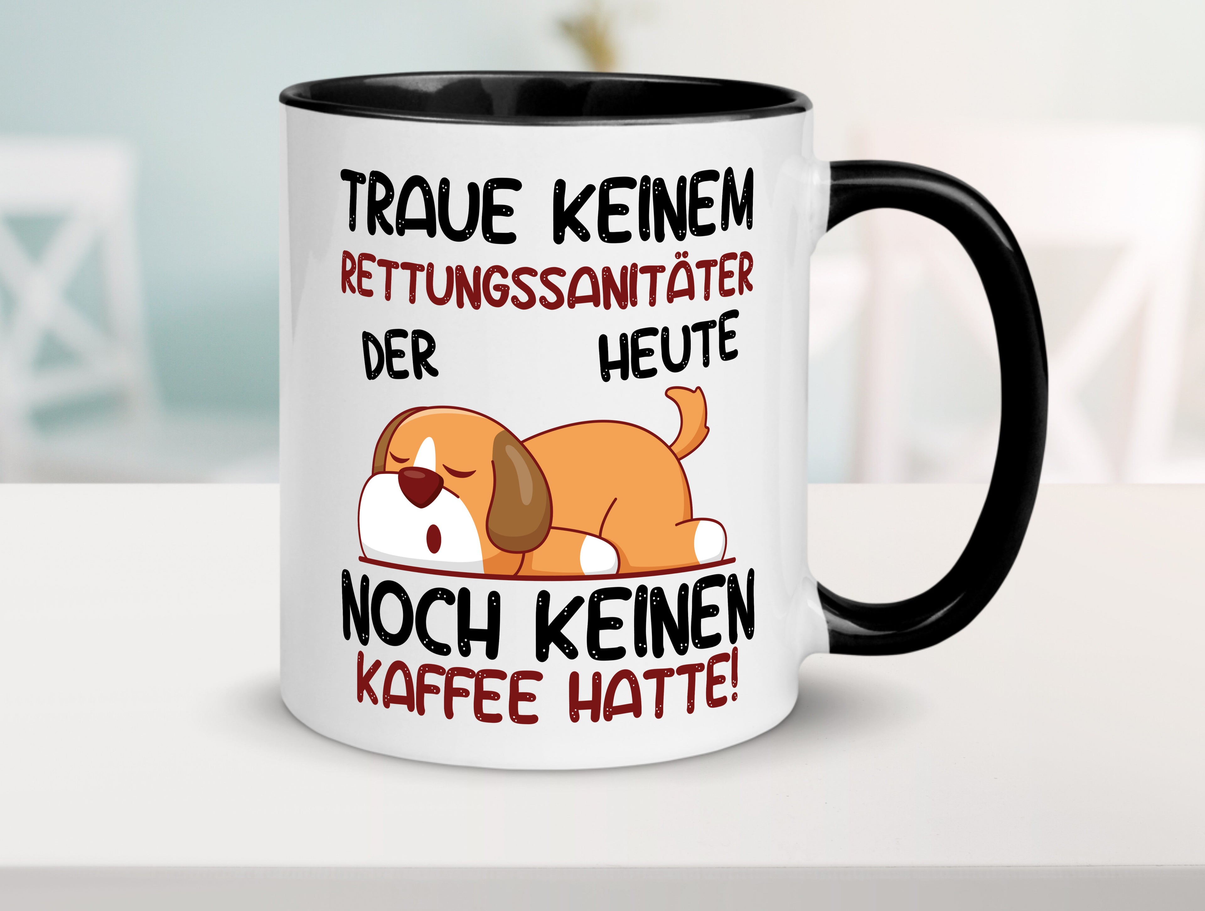 Traue keinem Rettungssanitäter | Sanitäter Tasse Weiß - Schwarz - Kaffeetasse / Geschenk / Familie