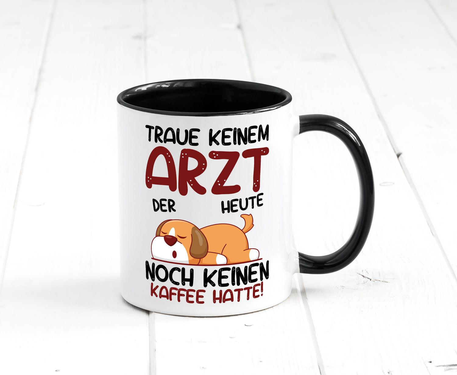 Traue keinem Arzt | Medizin | Doktor | Facharzt Tasse Weiß - Schwarz - Kaffeetasse / Geschenk / Familie