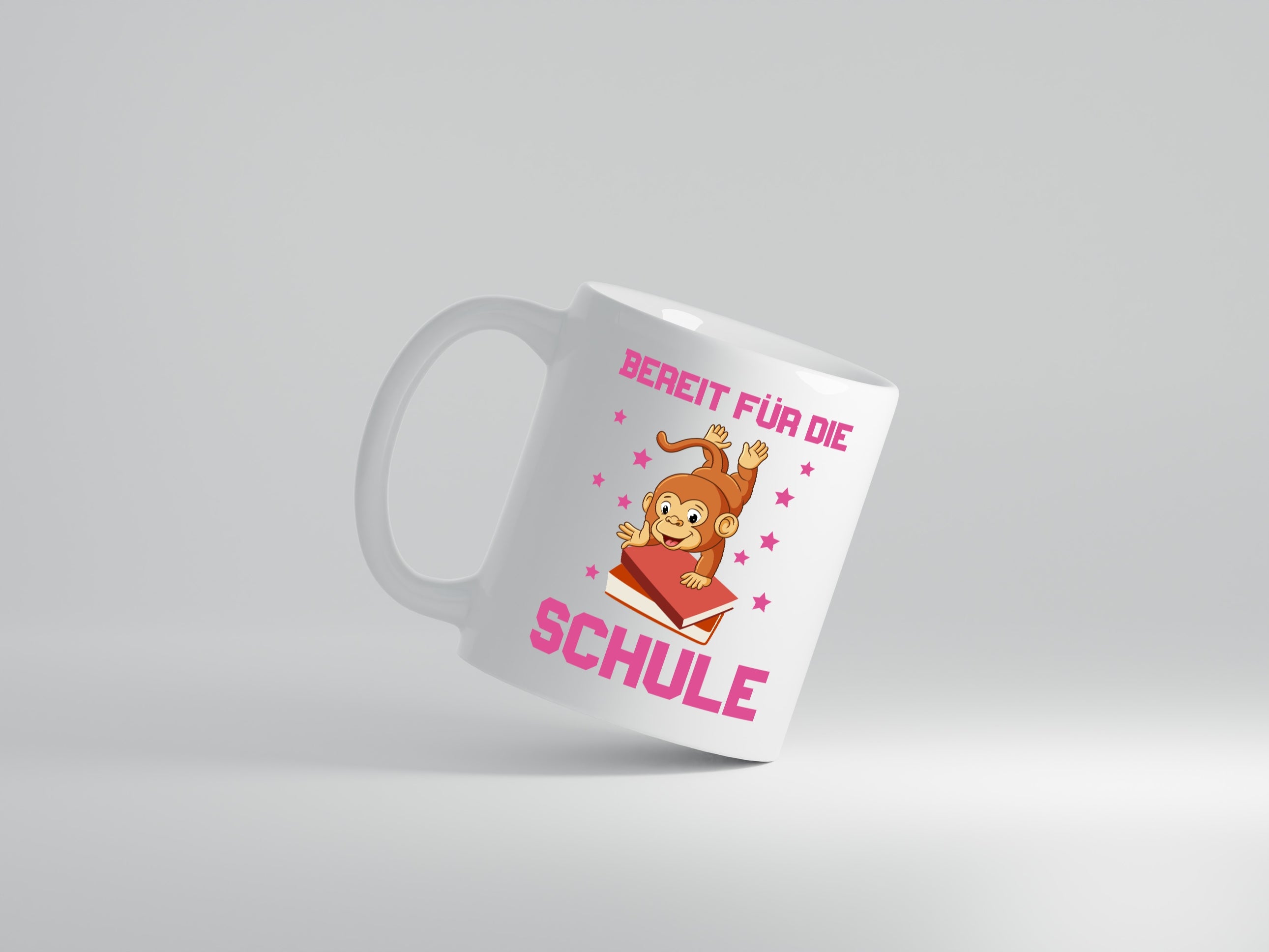 Bereit für die Schule | Einschulung | Sterne | Affe - Tasse Weiß - Kaffeetasse / Geschenk / Familie