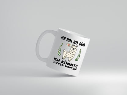 Ich bin so süß | niedlich | Lama | Zucker pupsen - Tasse Weiß - Kaffeetasse / Geschenk / Familie