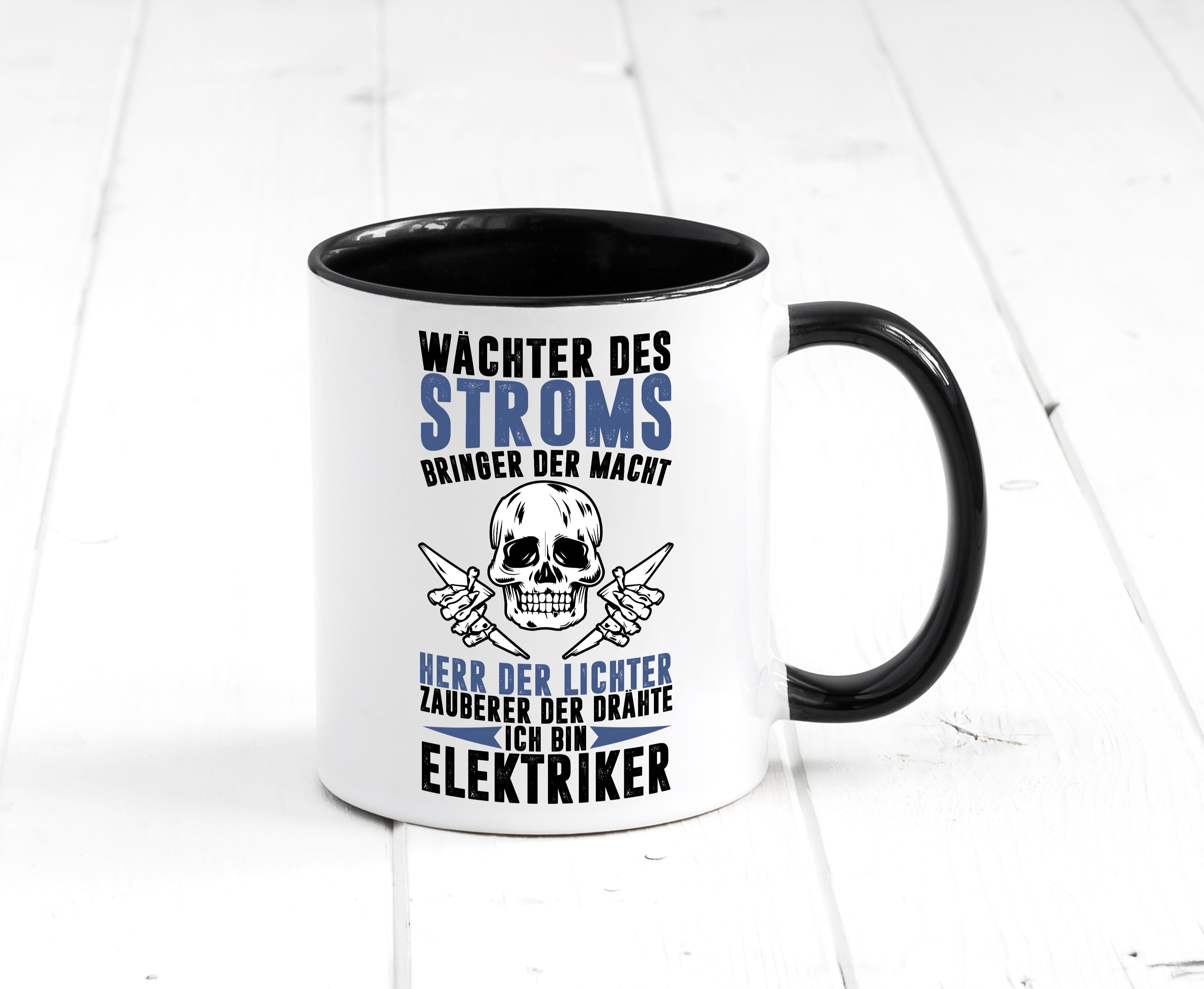 Ich bin Elektriker Tasse Weiß - Schwarz - Kaffeetasse / Geschenk / Familie