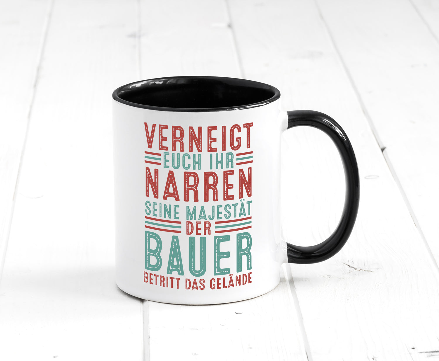 Verneigt euch: Bauer | Bauernhof | Landwirtschaft Tasse Weiß - Schwarz - Kaffeetasse / Geschenk / Familie