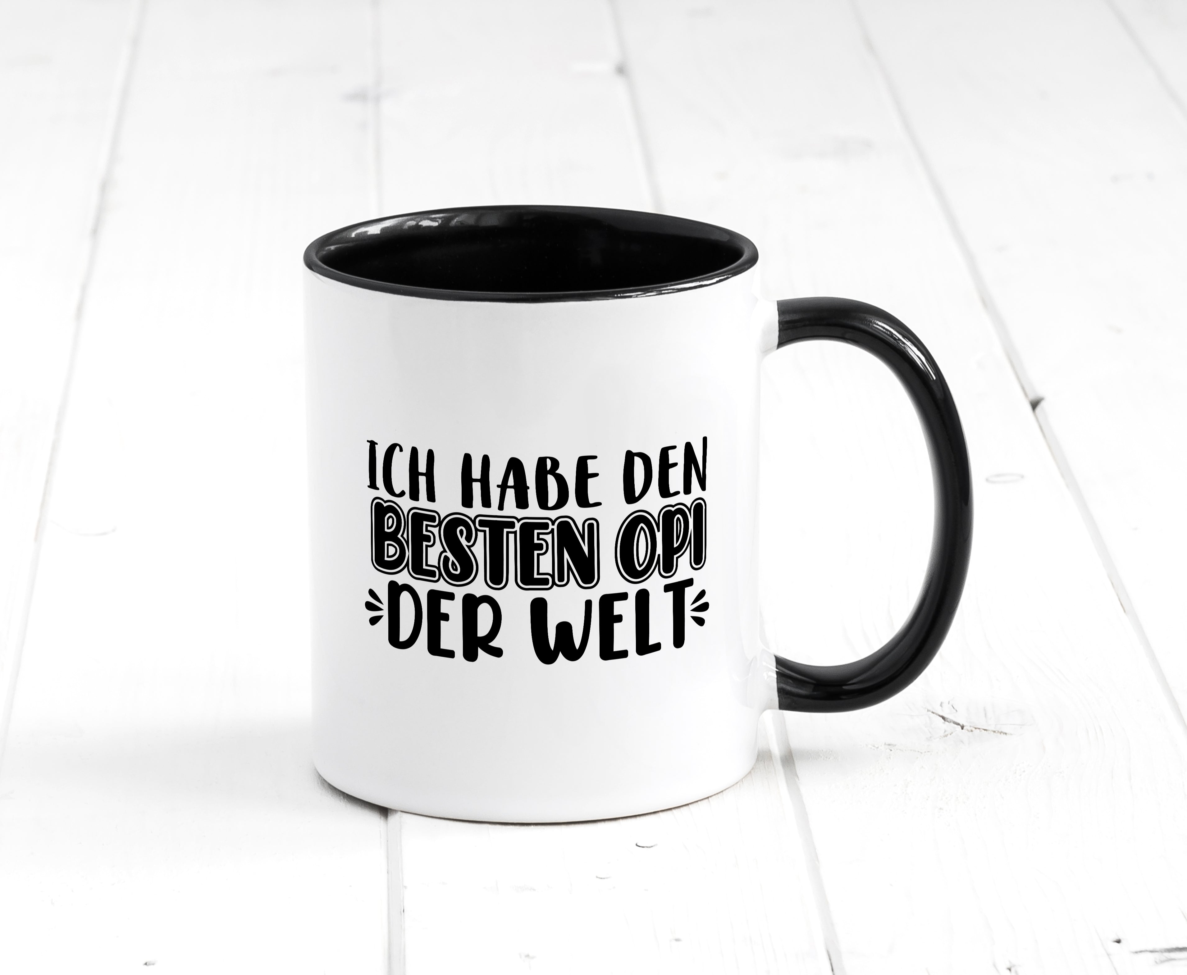 Bester Opi der Welt | Opa Tasse | Großvater | Statement Tasse Weiß - Schwarz - Kaffeetasse / Geschenk / Familie