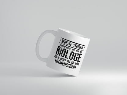 Neuste Studien: Biologe | Biologie | Naturforscher - Tasse Weiß - Kaffeetasse / Geschenk / Familie