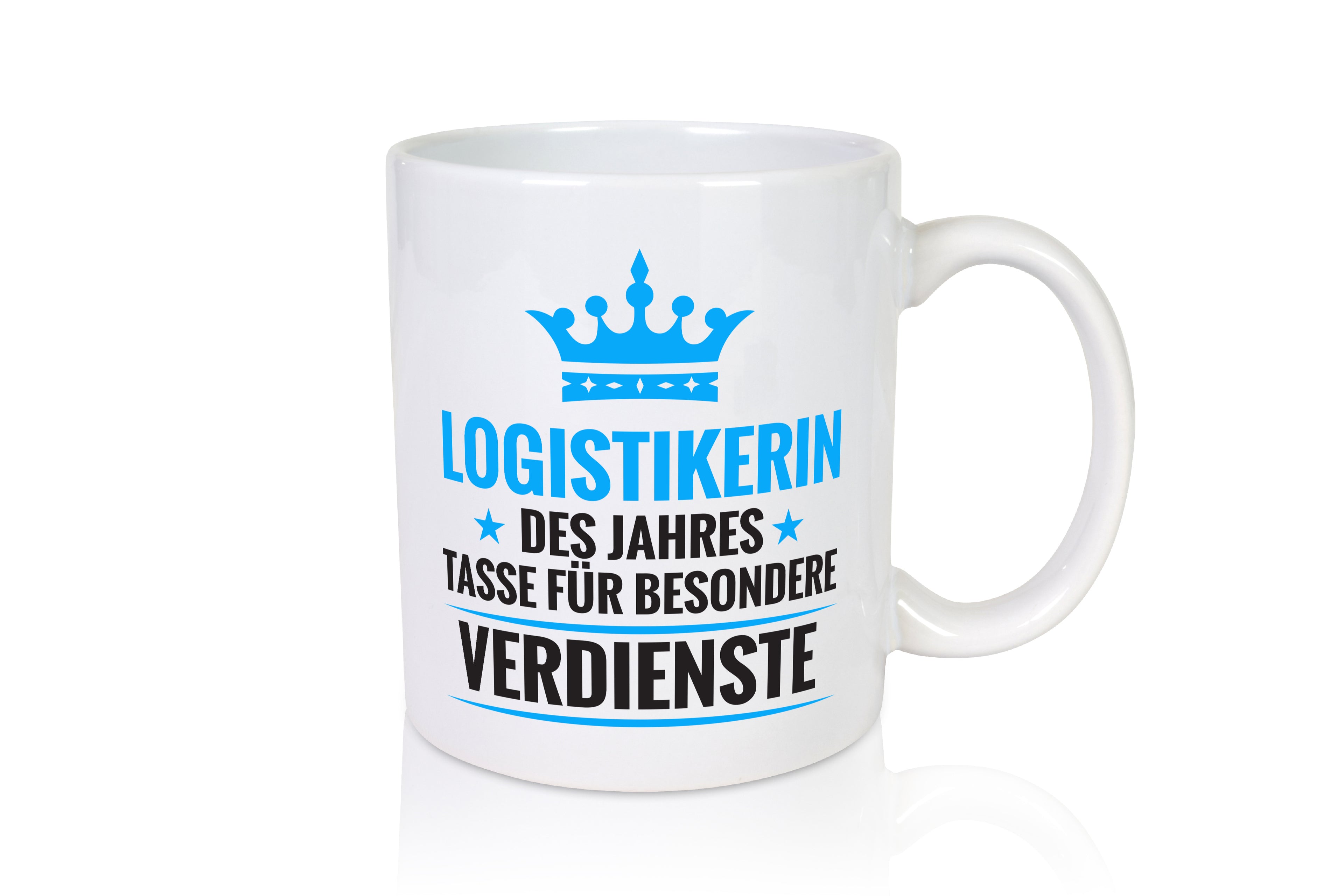 Besonderer Verdienst: Logistikerin | Logistik - Tasse Weiß - Kaffeetasse / Geschenk / Familie