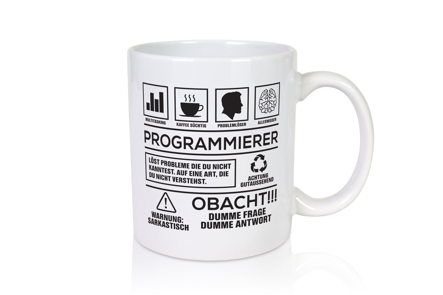 Achtung Probleme Programmierer | Software Entwickler - Tasse Weiß - Kaffeetasse / Geschenk / Familie