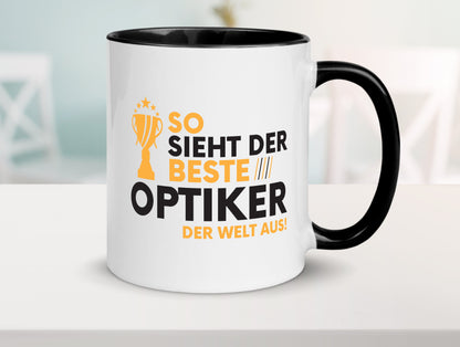 Der Weltbeste Optiker | Augenoptiker Tasse Weiß - Schwarz - Kaffeetasse / Geschenk / Familie