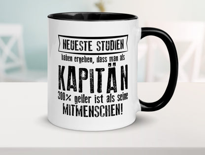 Neuste Studien: Kapitän | Schiffskapitän | Schiff Tasse Weiß - Schwarz - Kaffeetasse / Geschenk / Familie