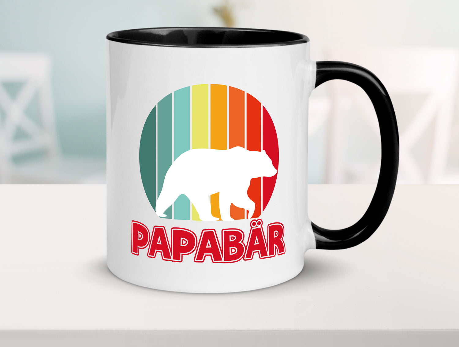 Papabär | Papa Tasse | Vater | Vatertag | Papa Bär Tasse Weiß - Schwarz - Kaffeetasse / Geschenk / Familie