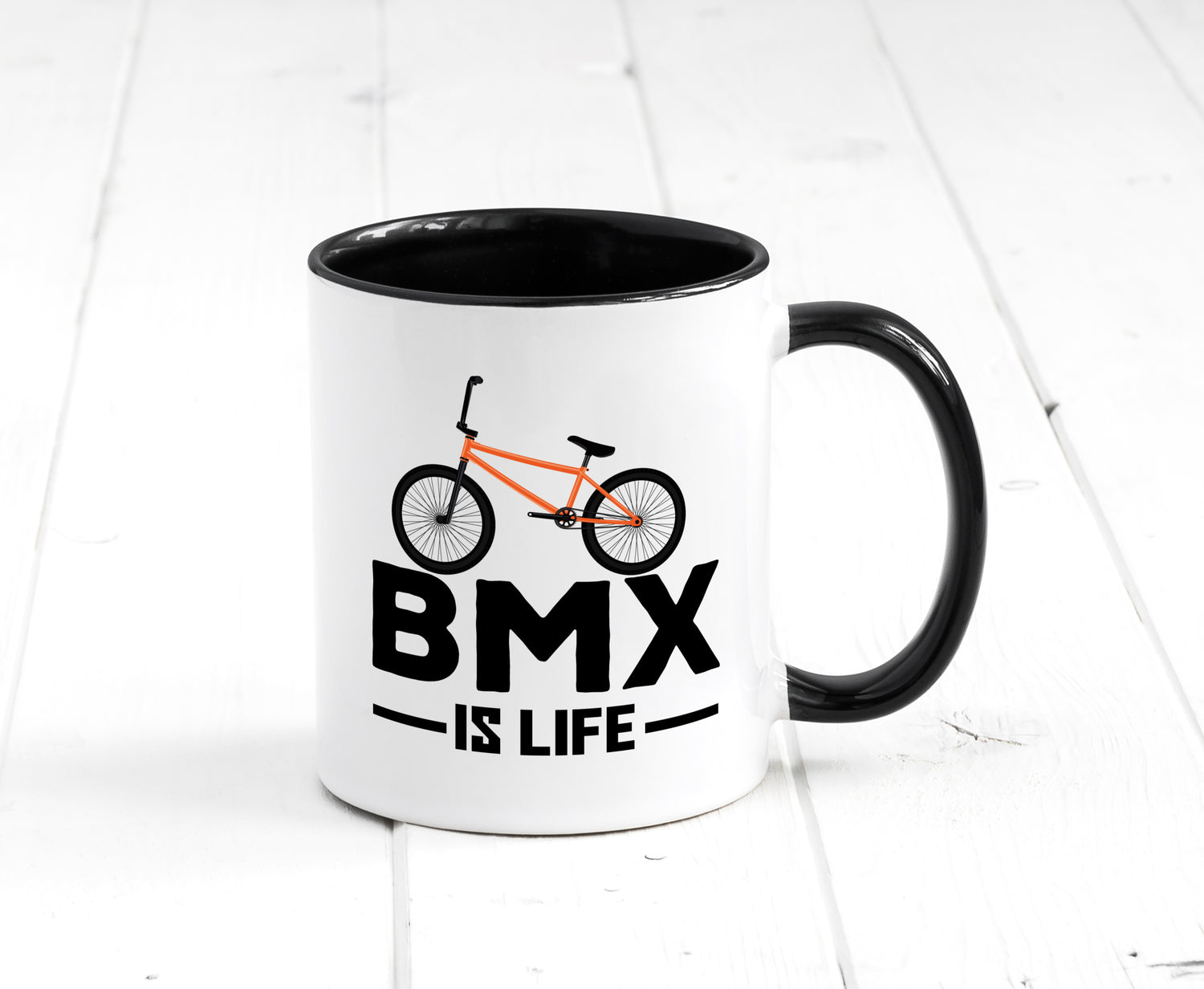 BMX Tasse | BMX is Life | Fahrrad | Rennrad Fahrer Tasse Weiß - Schwarz - Kaffeetasse / Geschenk / Familie