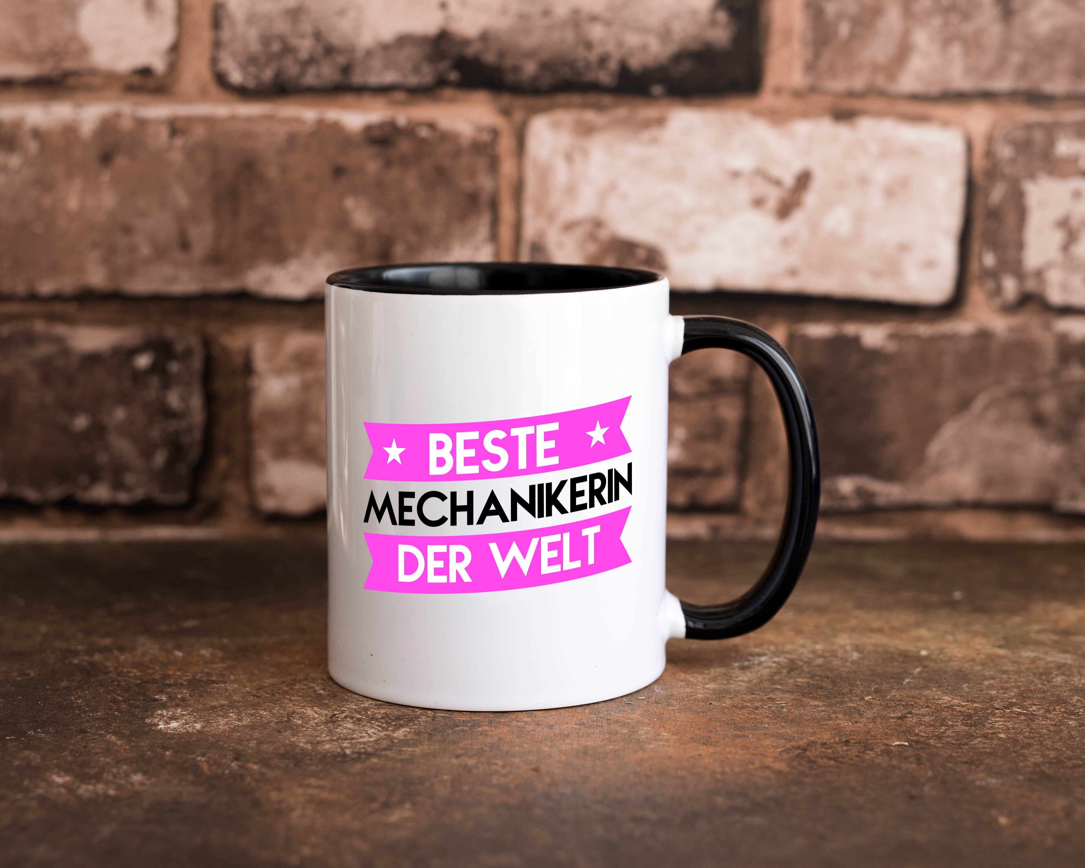 Beste Mechanikerin | KFZ Tasse Weiß - Schwarz - Kaffeetasse / Geschenk / Familie