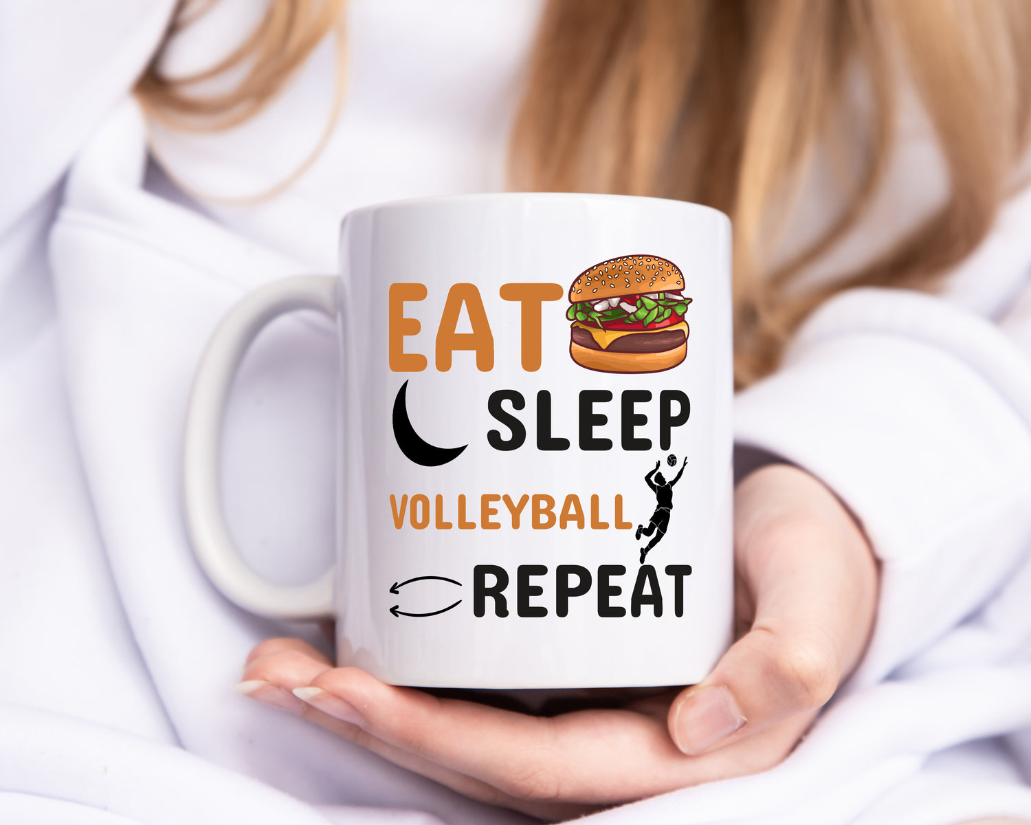 Eat Sleep Volleyball Repeat | Volleyball Spieler Tasse - Tasse Weiß - Kaffeetasse / Geschenk / Familie