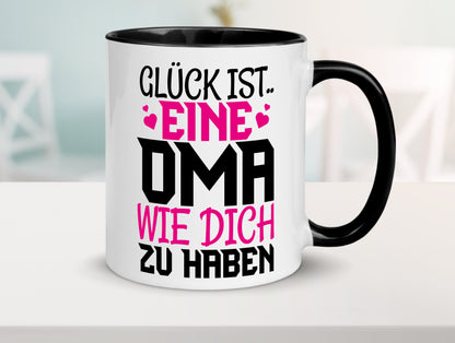 Glücklich dich zu haben Oma Tasse Weiß - Schwarz - Kaffeetasse / Geschenk / Familie