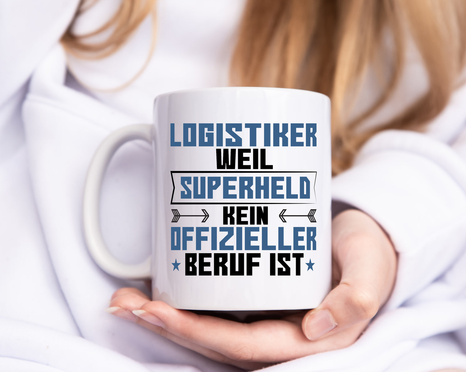 Superheld Logistiker | Beruf Logistik - Tasse Weiß - Kaffeetasse / Geschenk / Familie