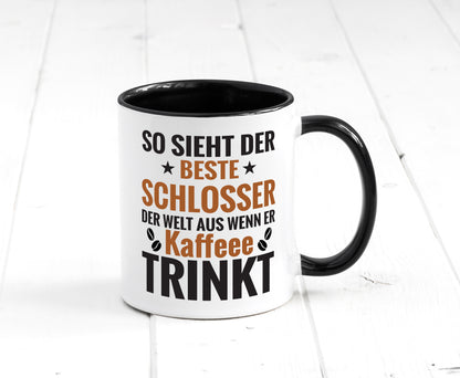 Kaffee Trink: Schlosser | Beruf Schlosserei Tasse Weiß - Schwarz - Kaffeetasse / Geschenk / Familie