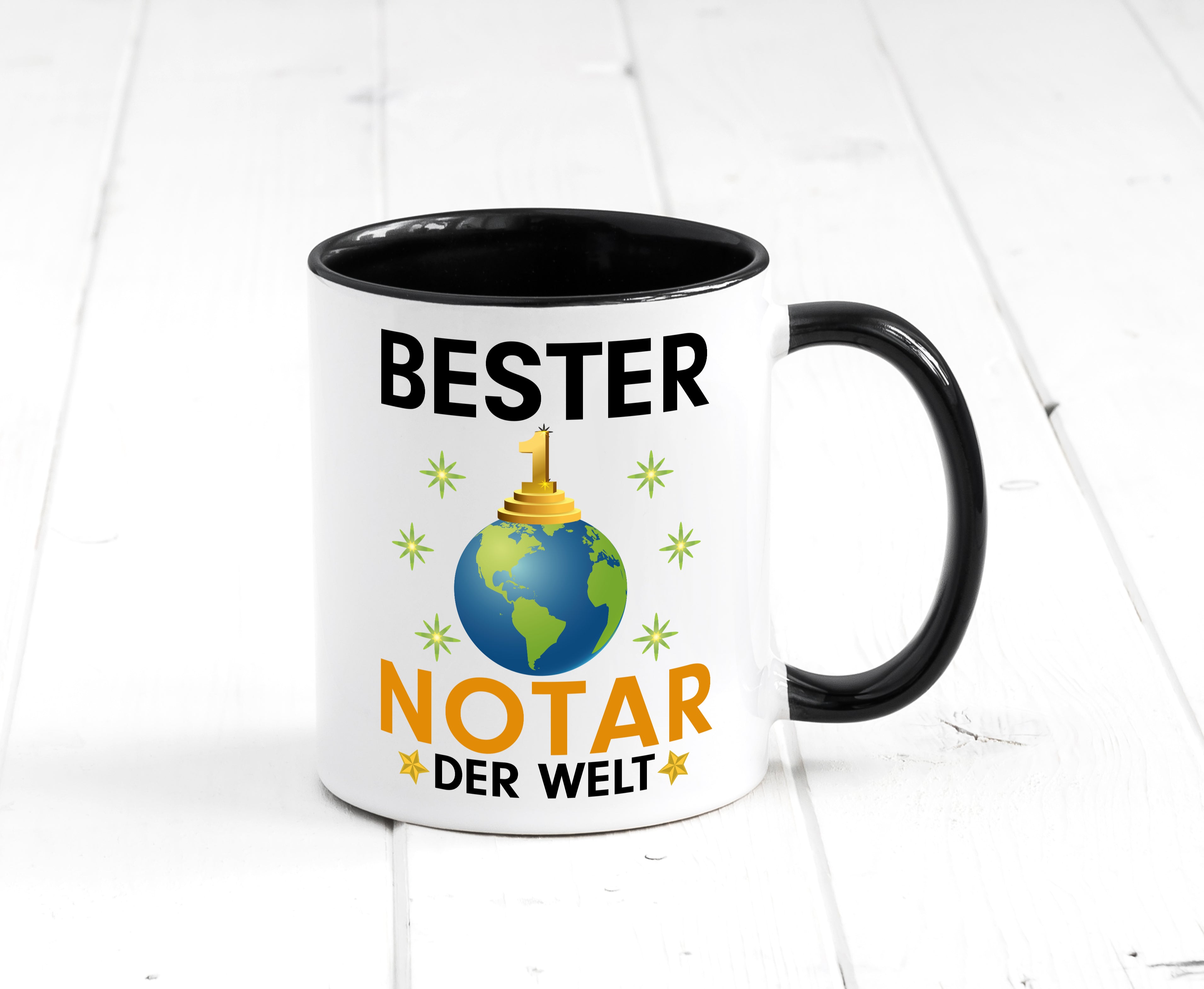 Welt Bester Notar | Jurist | Tasse Weiß - Schwarz - Kaffeetasse / Geschenk / Familie