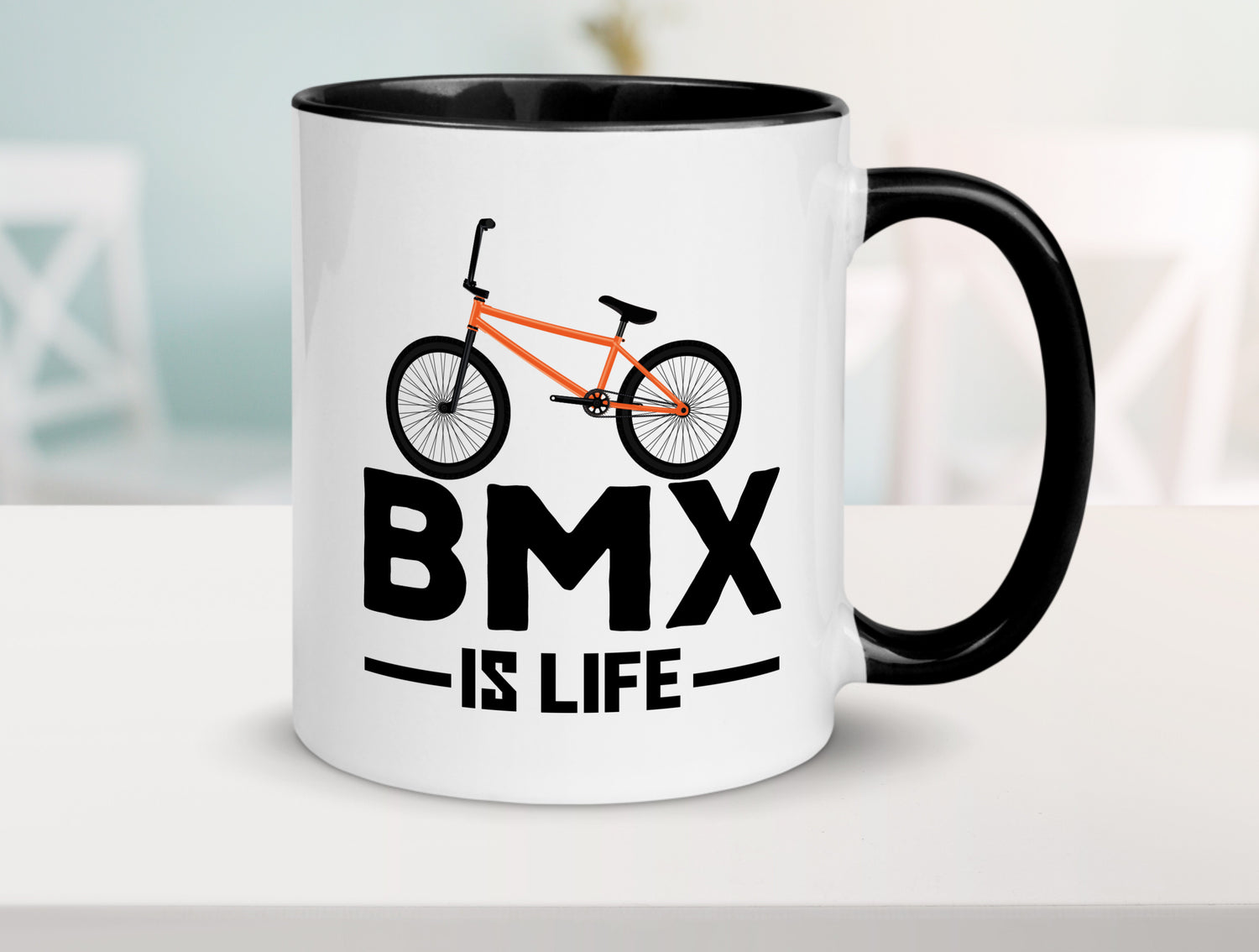 BMX Tasse | BMX is Life | Fahrrad | Rennrad Fahrer Tasse Weiß - Schwarz - Kaffeetasse / Geschenk / Familie