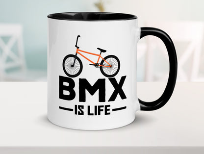 BMX Tasse | BMX is Life | Fahrrad | Rennrad Fahrer Tasse Weiß - Schwarz - Kaffeetasse / Geschenk / Familie