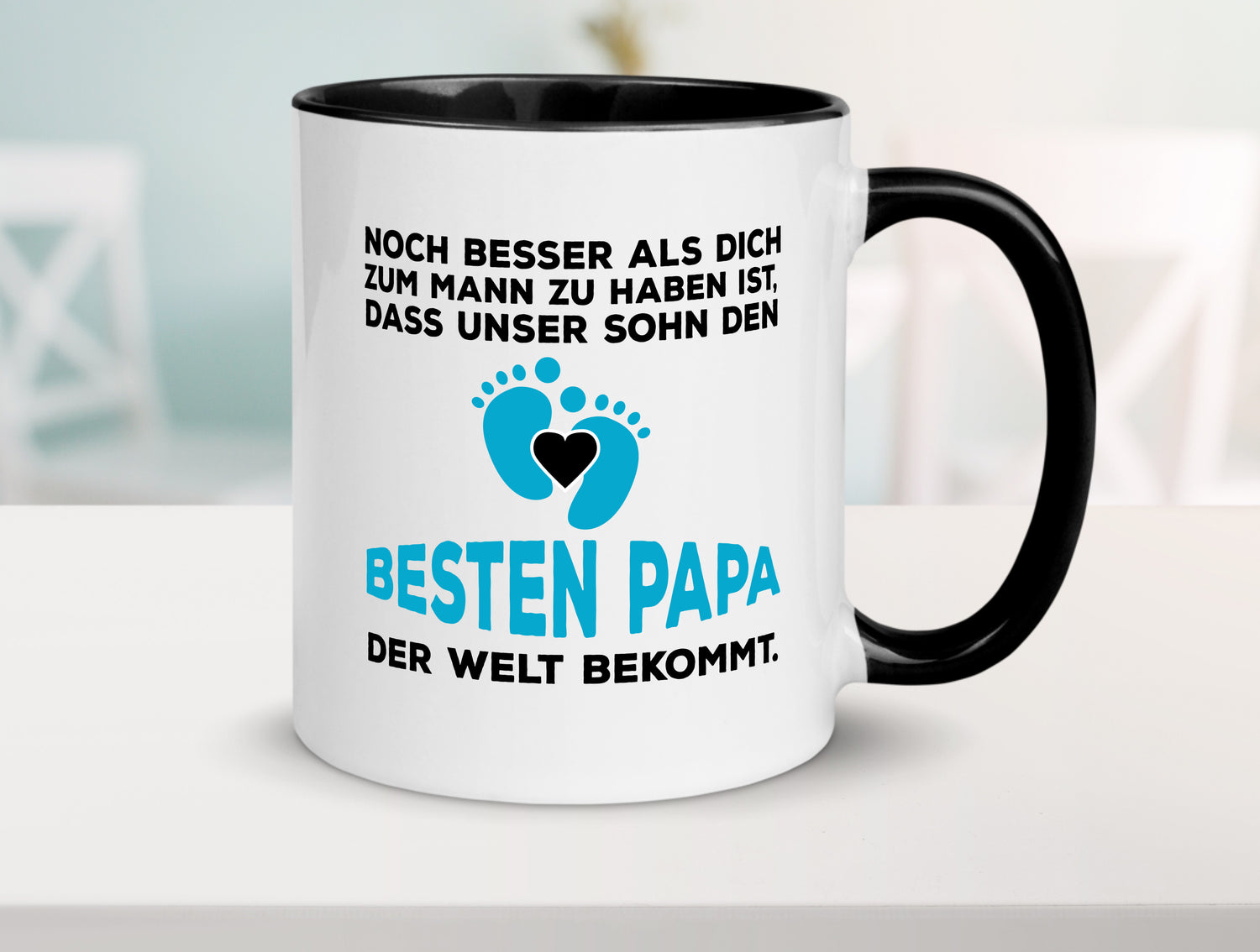 Bester Papa | Vaterschaft Tasse | Schwangerschaft Tasse Weiß - Schwarz - Kaffeetasse / Geschenk / Familie