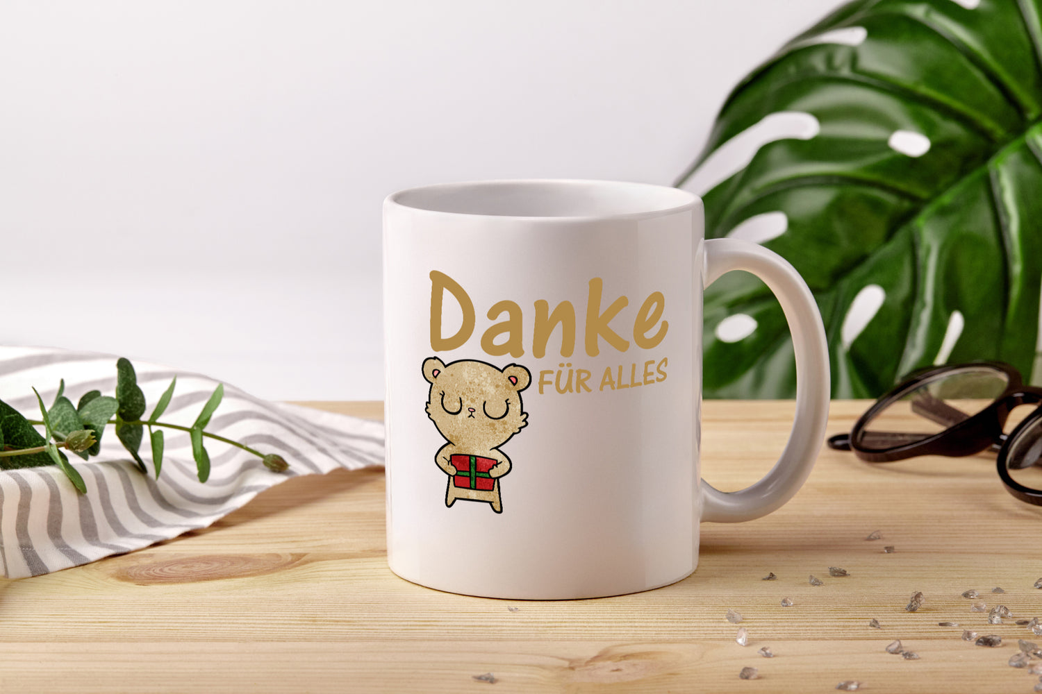 Danke für Alles | Dankeschön Spruch | Bär | Mitbringsel - Tasse Weiß - Kaffeetasse / Geschenk / Familie