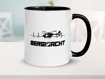 Bergwacht | Bergrettung | Hubschrauber Rettung | Alpen Tasse Weiß - Schwarz - Kaffeetasse / Geschenk / Familie