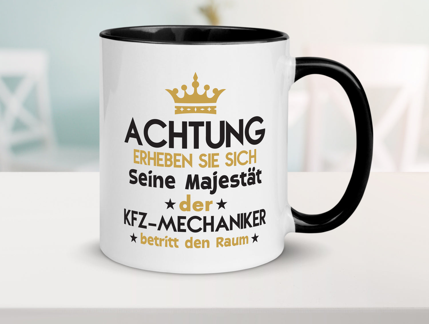 Seine Majestät KFZ-Mechaniker | Werkstatt | Mechaniker Tasse Weiß - Schwarz - Kaffeetasse / Geschenk / Familie