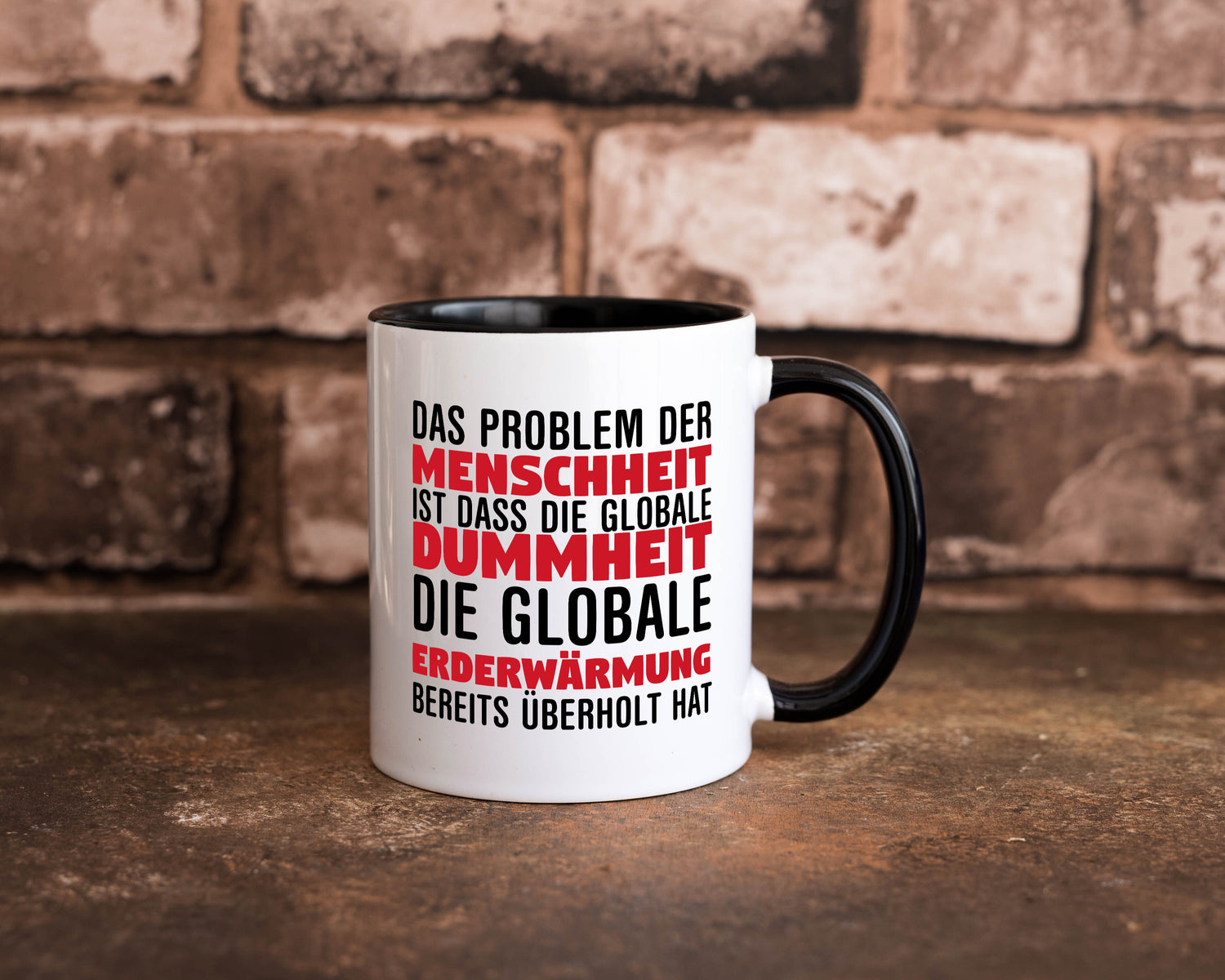 Klimaschutz Tasse | Menschheit | Erderwärmung | Umwelt Tasse Weiß - Schwarz - Kaffeetasse / Geschenk / Familie