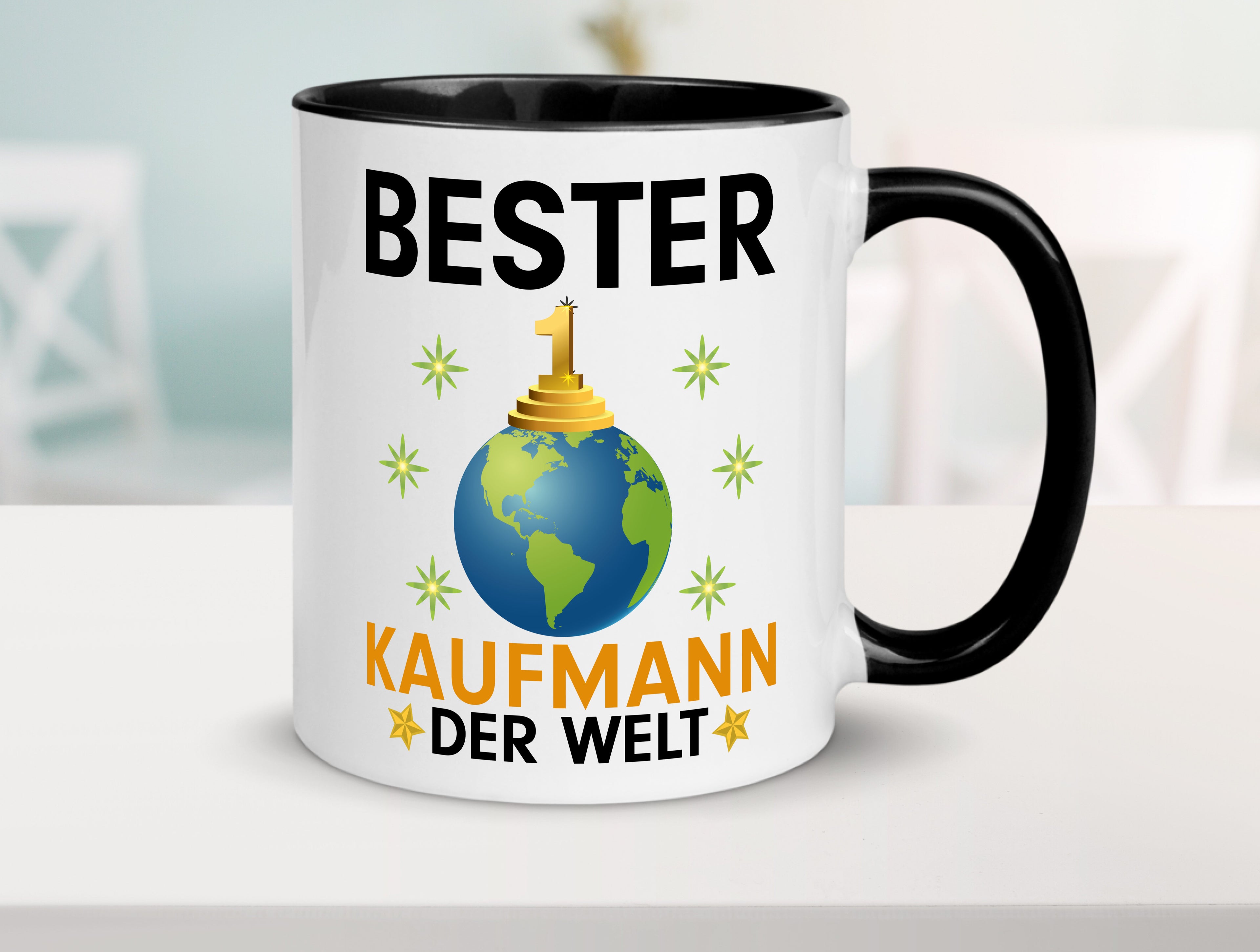 Welt Bester Kaufmann Kaufmänner Tasse Weiß - Schwarz - Kaffeetasse / Geschenk / Familie