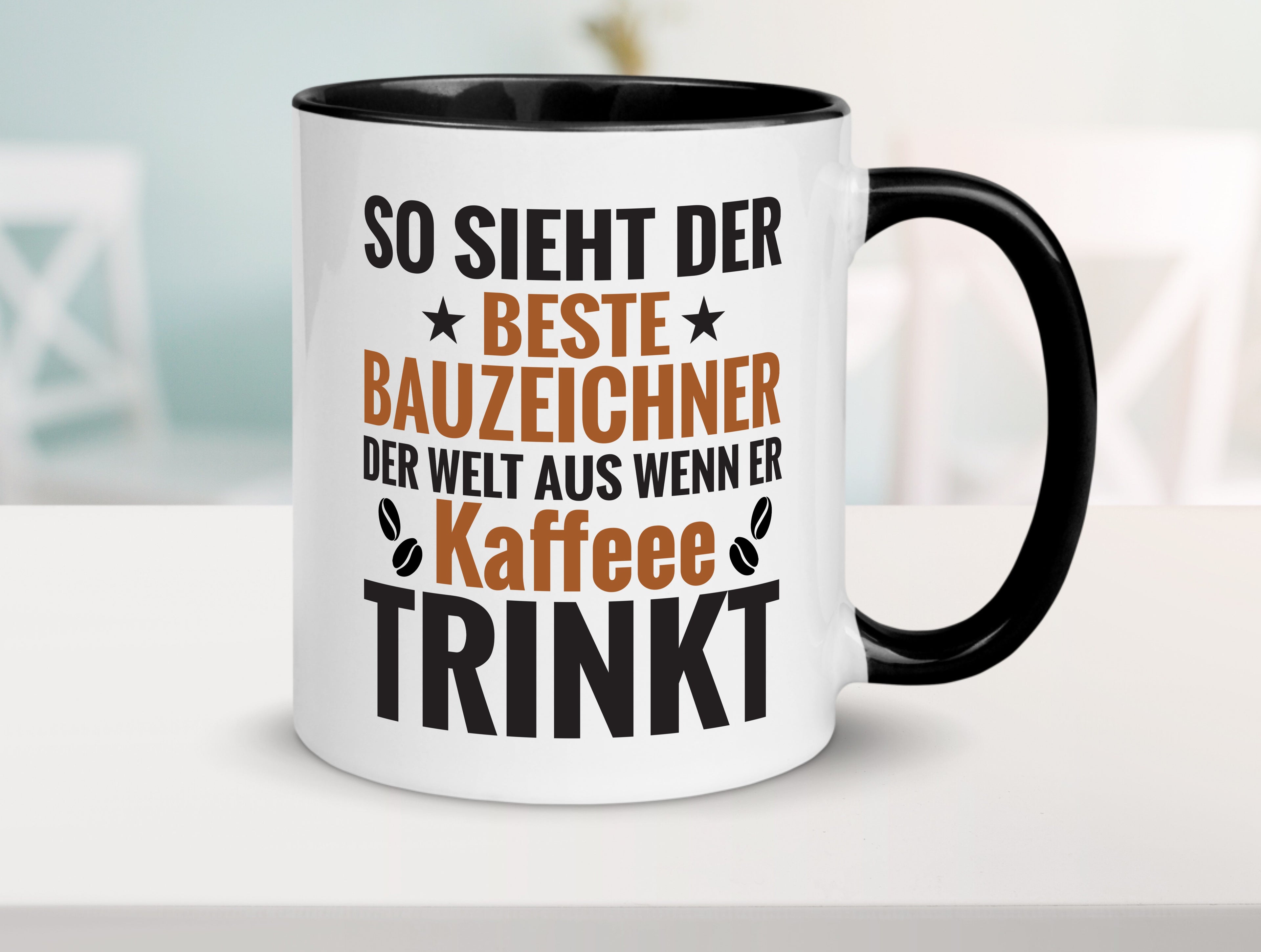 Kaffee Trink: Bauzeichner | Zeichner Tasse Weiß - Schwarz - Kaffeetasse / Geschenk / Familie